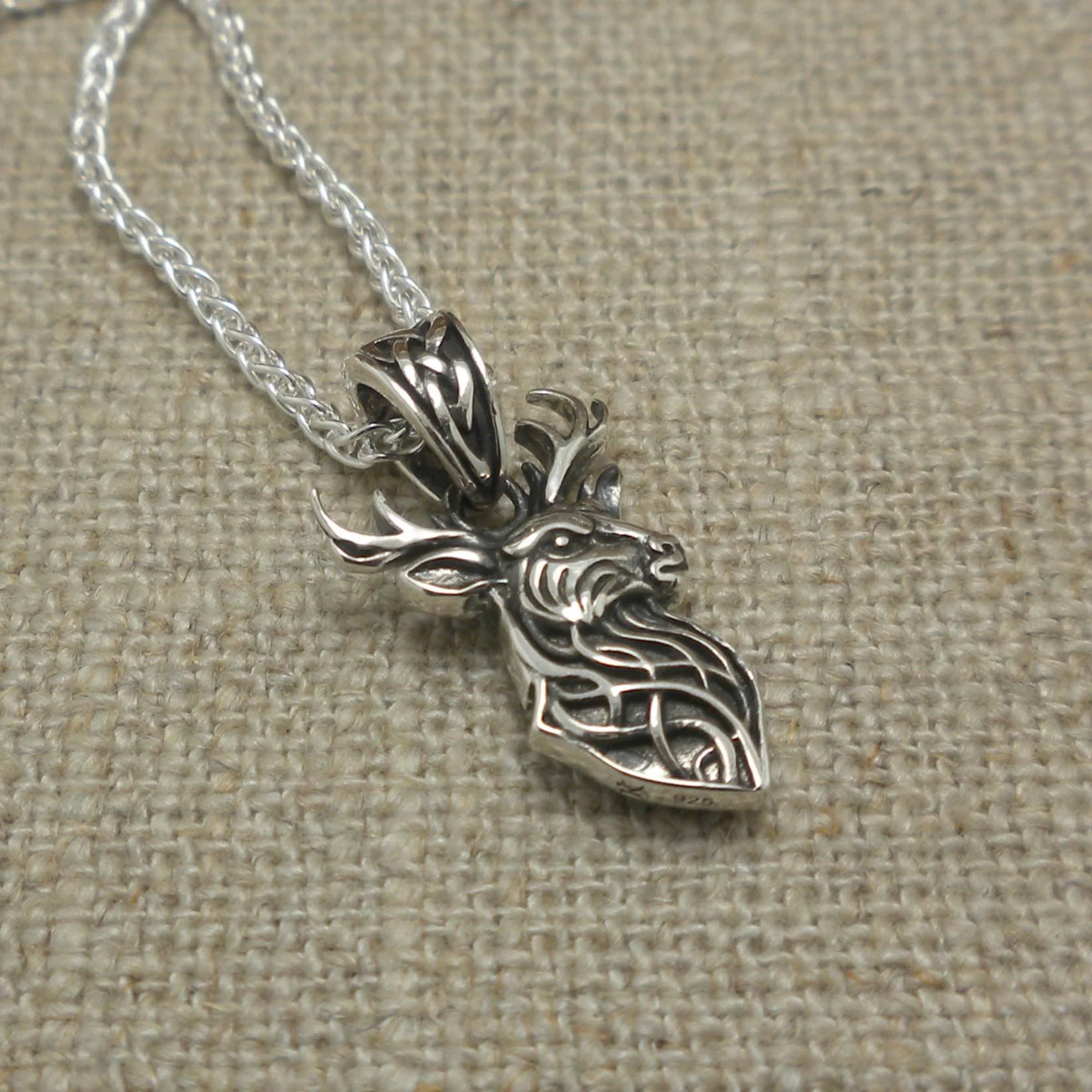 Celtic Stag Pendant in Sterling Silver by Keith Jack