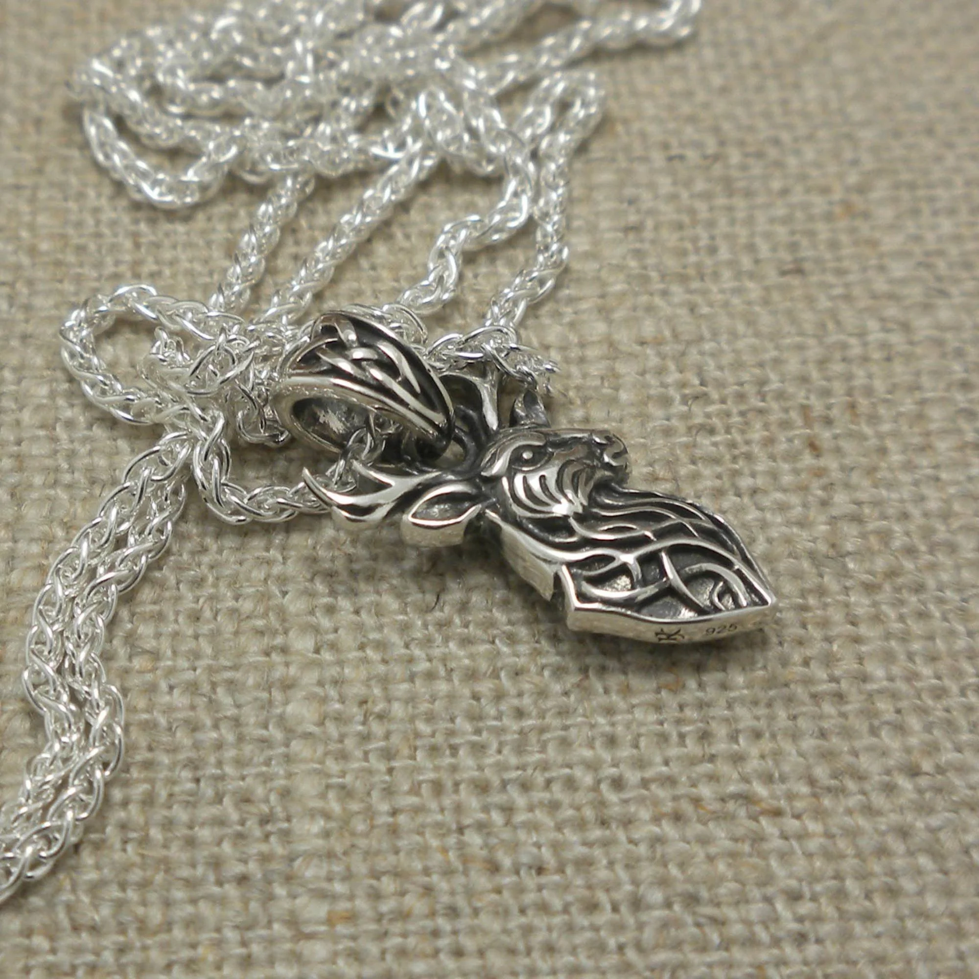 Celtic Stag Pendant in Sterling Silver