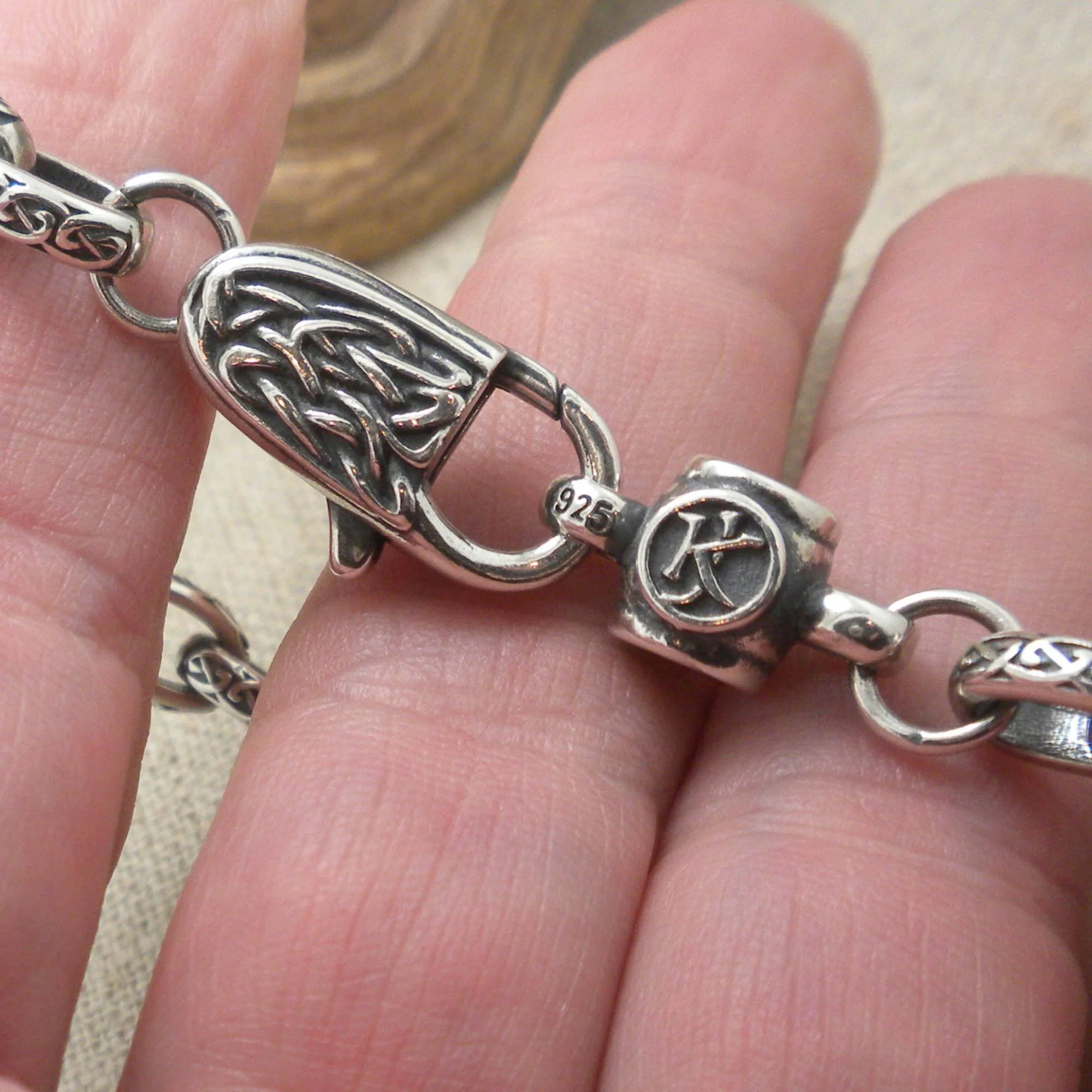 Oxidized Silver Knotwork Link Chain Bracelet