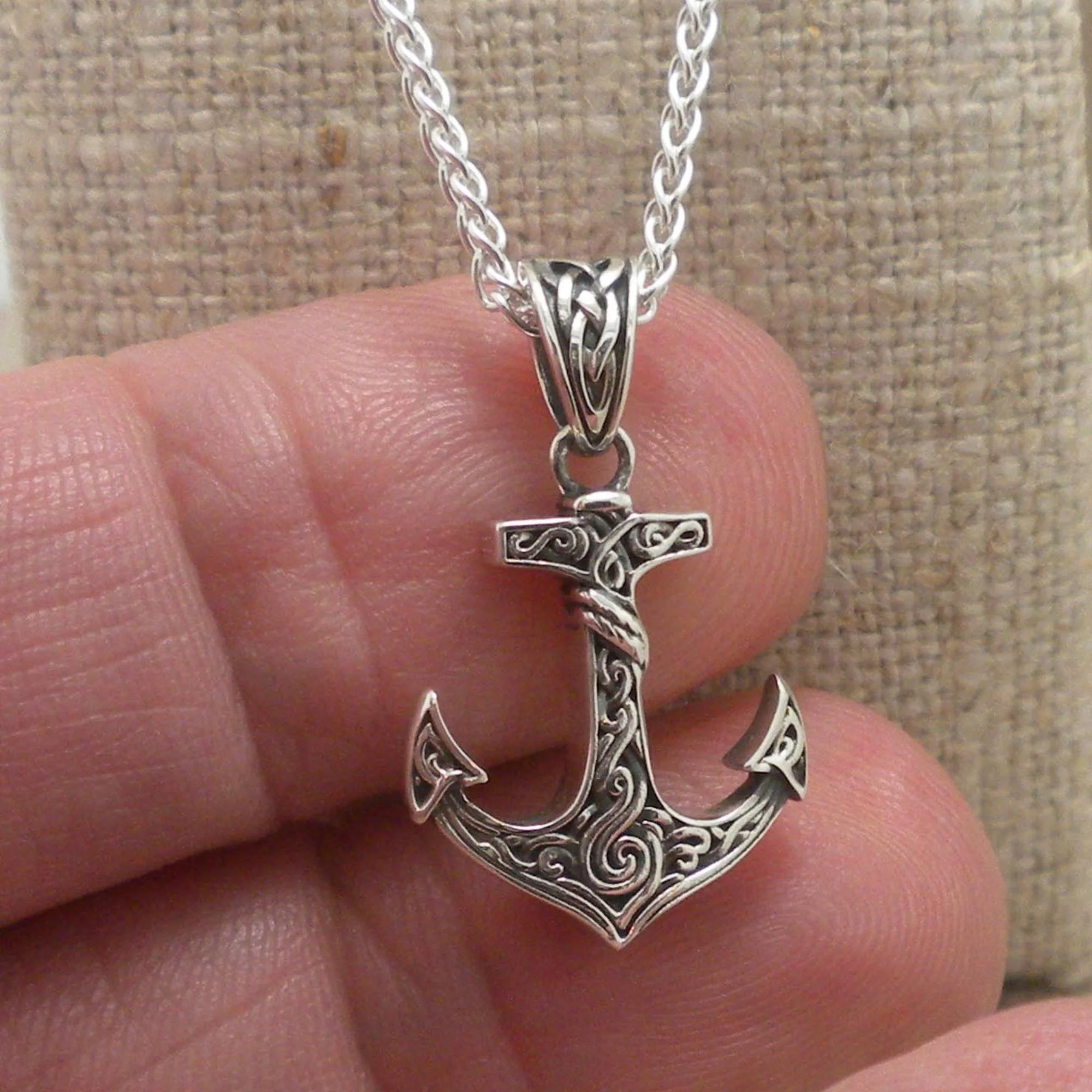 Celtic Anchor Pendant in Sterling Silver Heartline