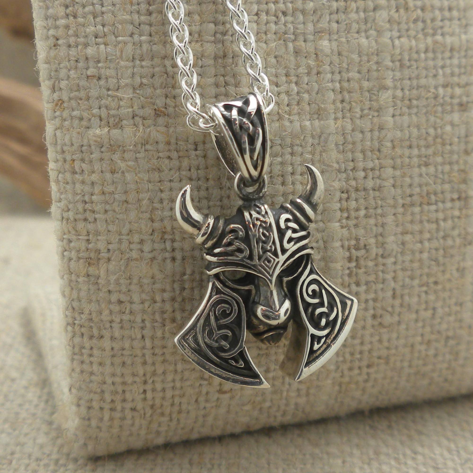 Celtic Viking Helmet Pendant in Sterling Silver Heartline by Keith Jack