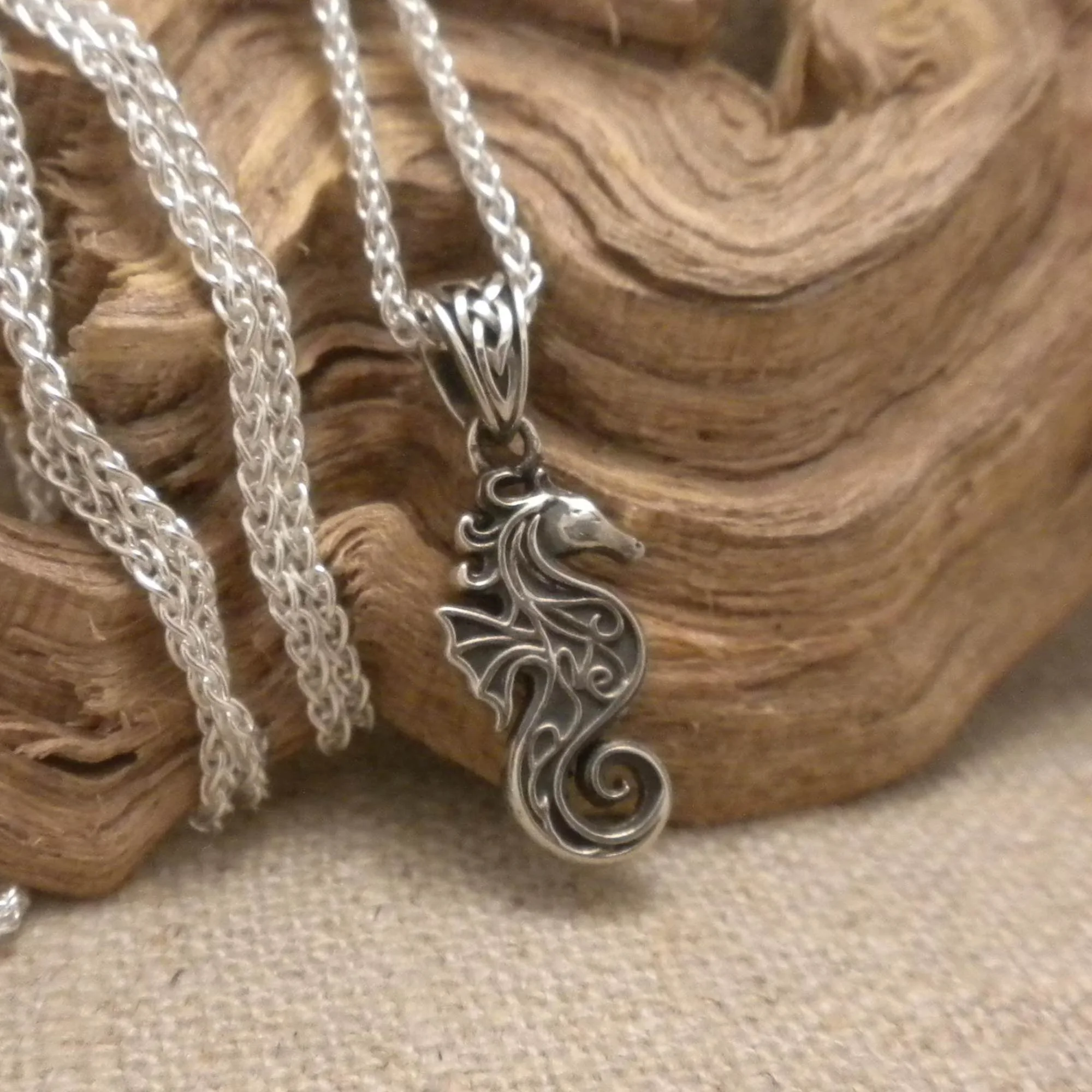 Celtic Seahorse Pendant in Sterling Silver