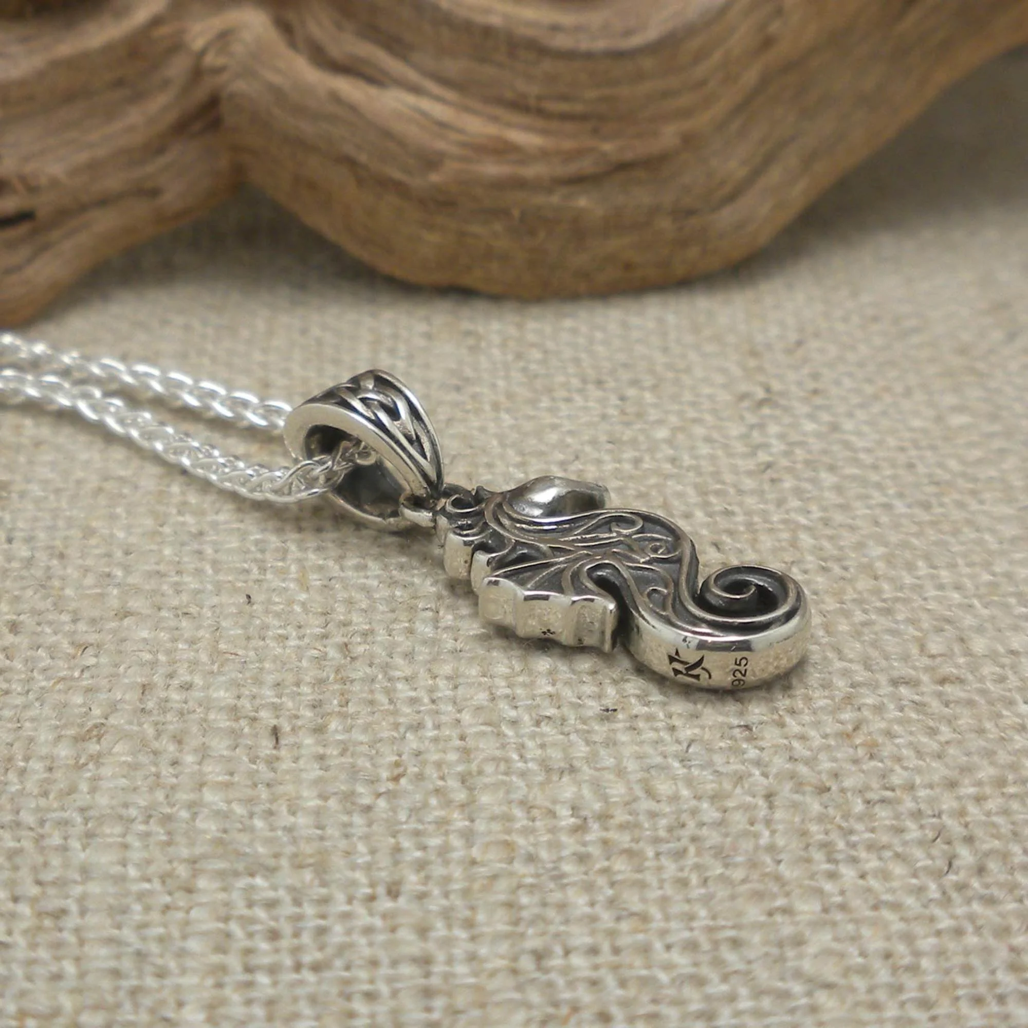 Celtic Seahorse Pendant in Sterling Silver