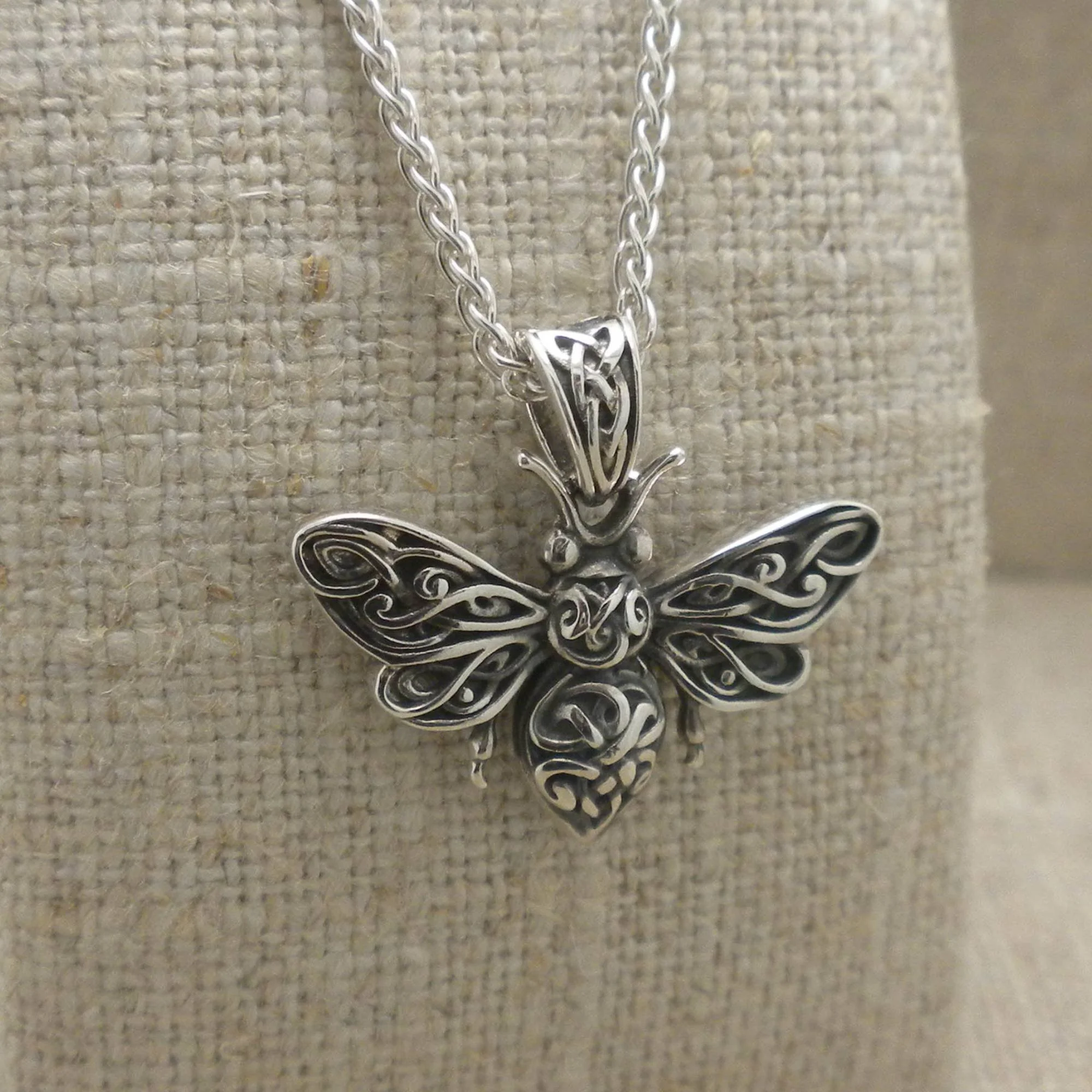 Celtic Bee Pendant in Sterling Silver