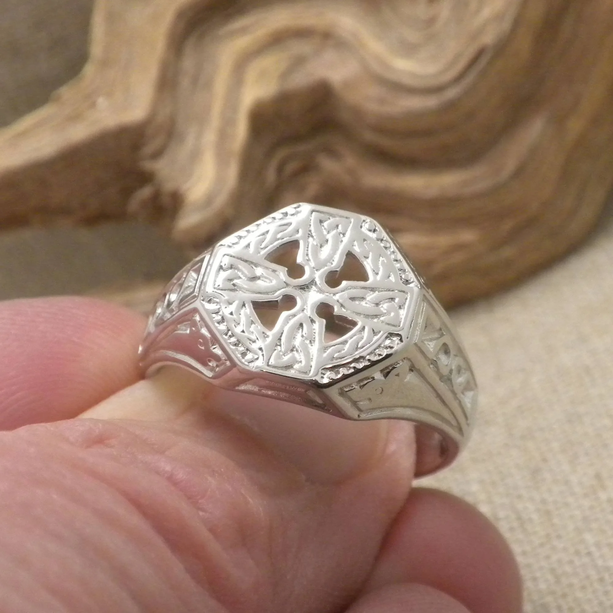 Sterling Silver Celtic Cross Signet Ring