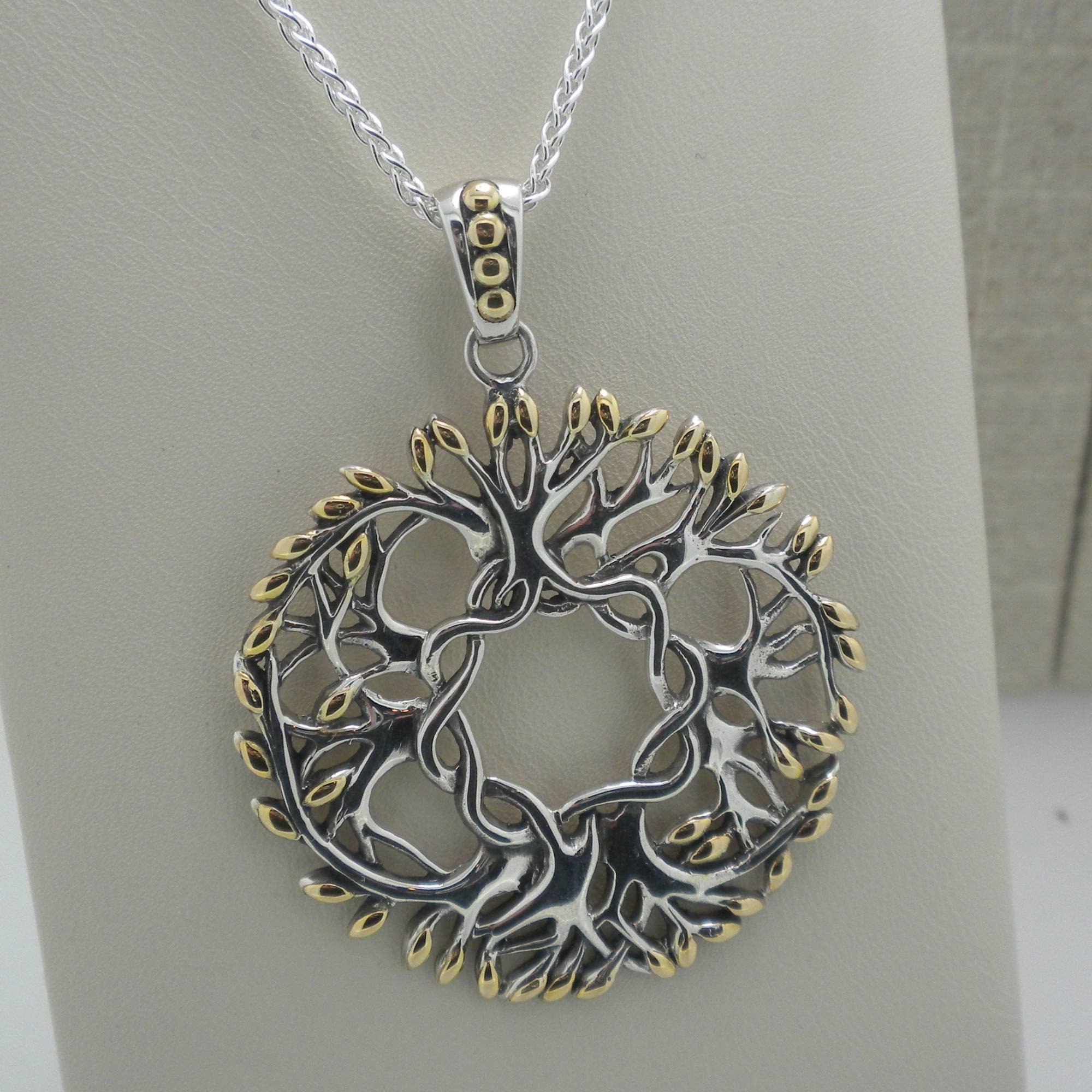 Celtic Tree of Life Pendant in 18K and Sterling Silver