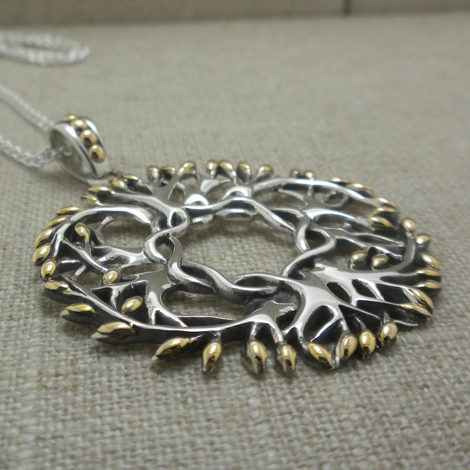 Celtic Tree of Life Pendant in 18K and Sterling Silver