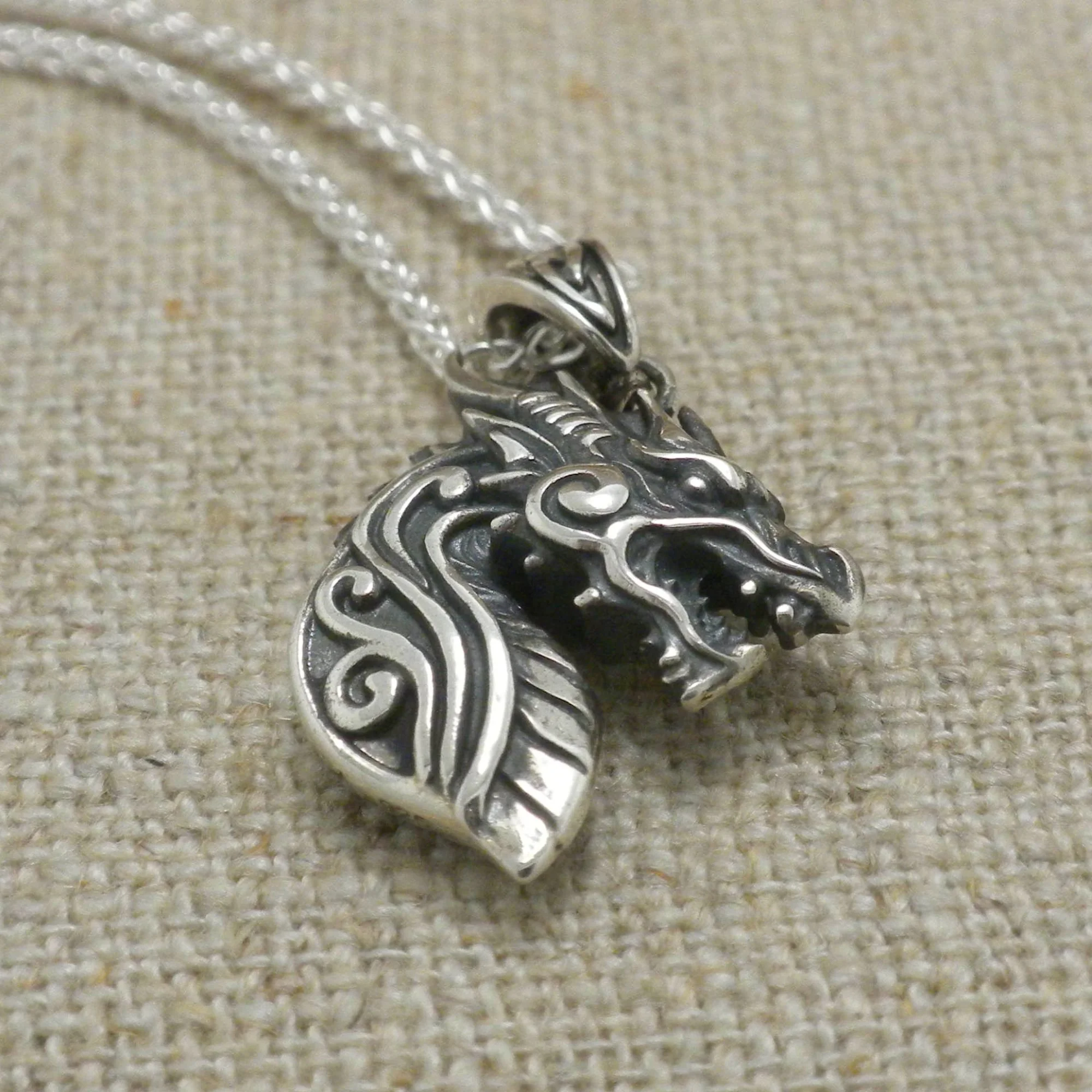 Celtic Dragon Head Pendant in Sterling Silver by Keith Jack