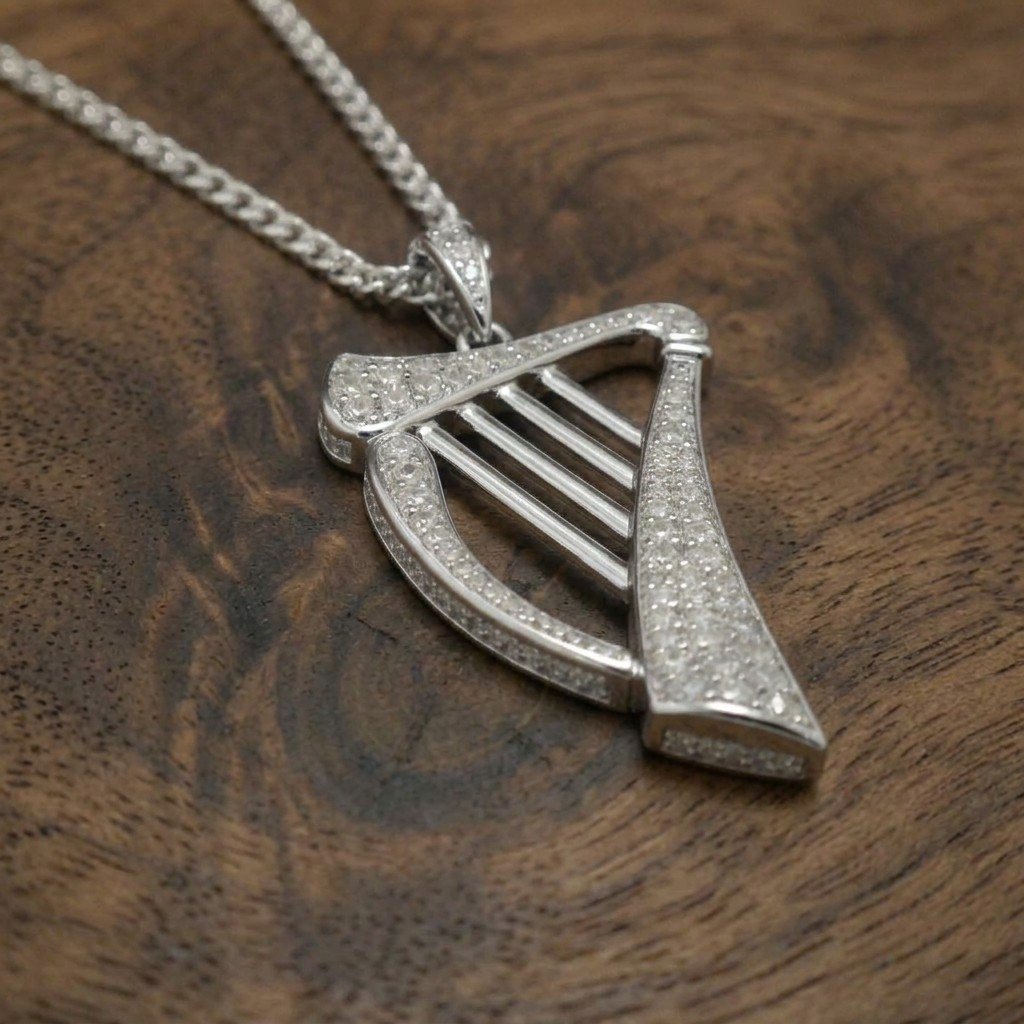 Sterling Silver Irish Harp Pendant