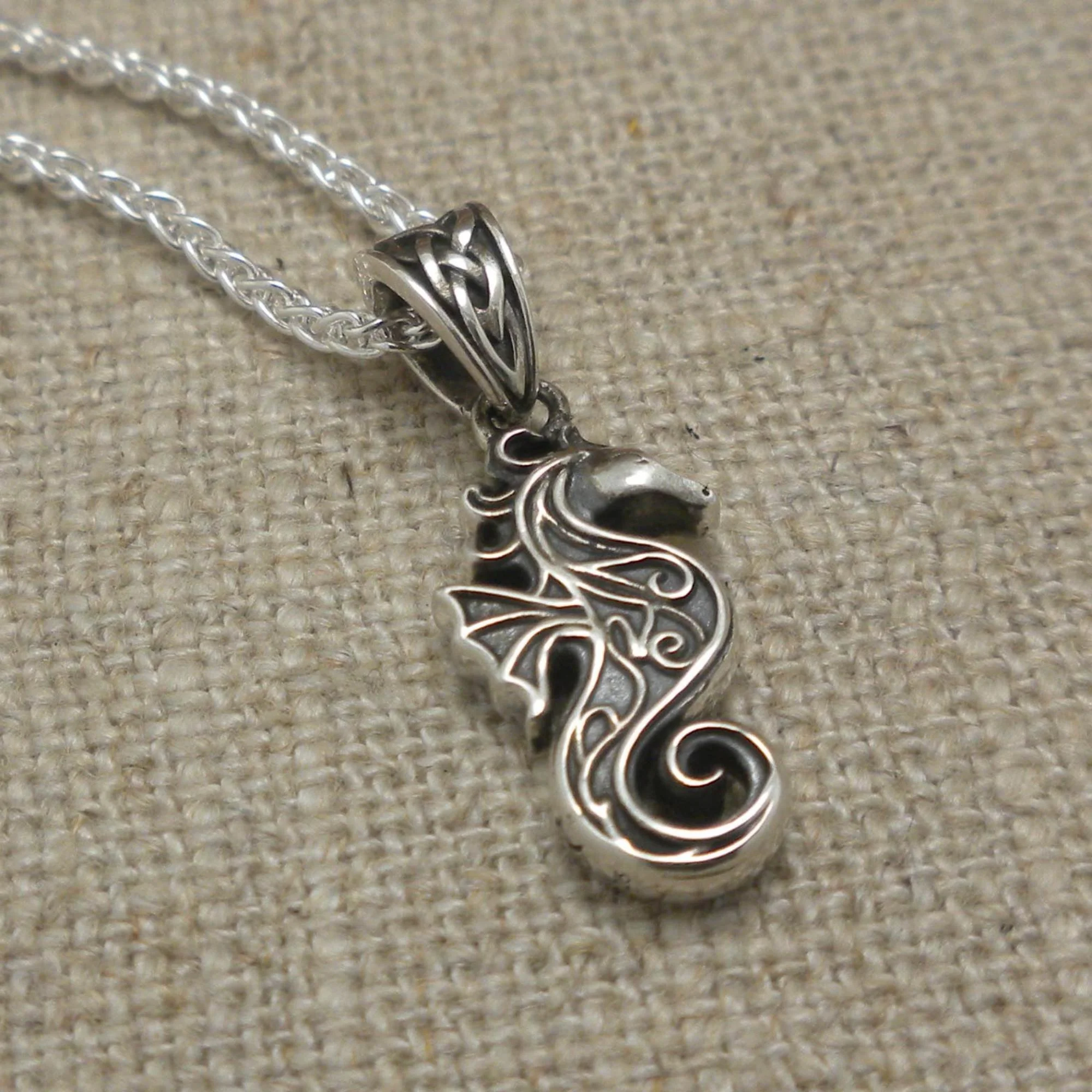 Celtic Seahorse Pendant in Sterling Silver Heartline