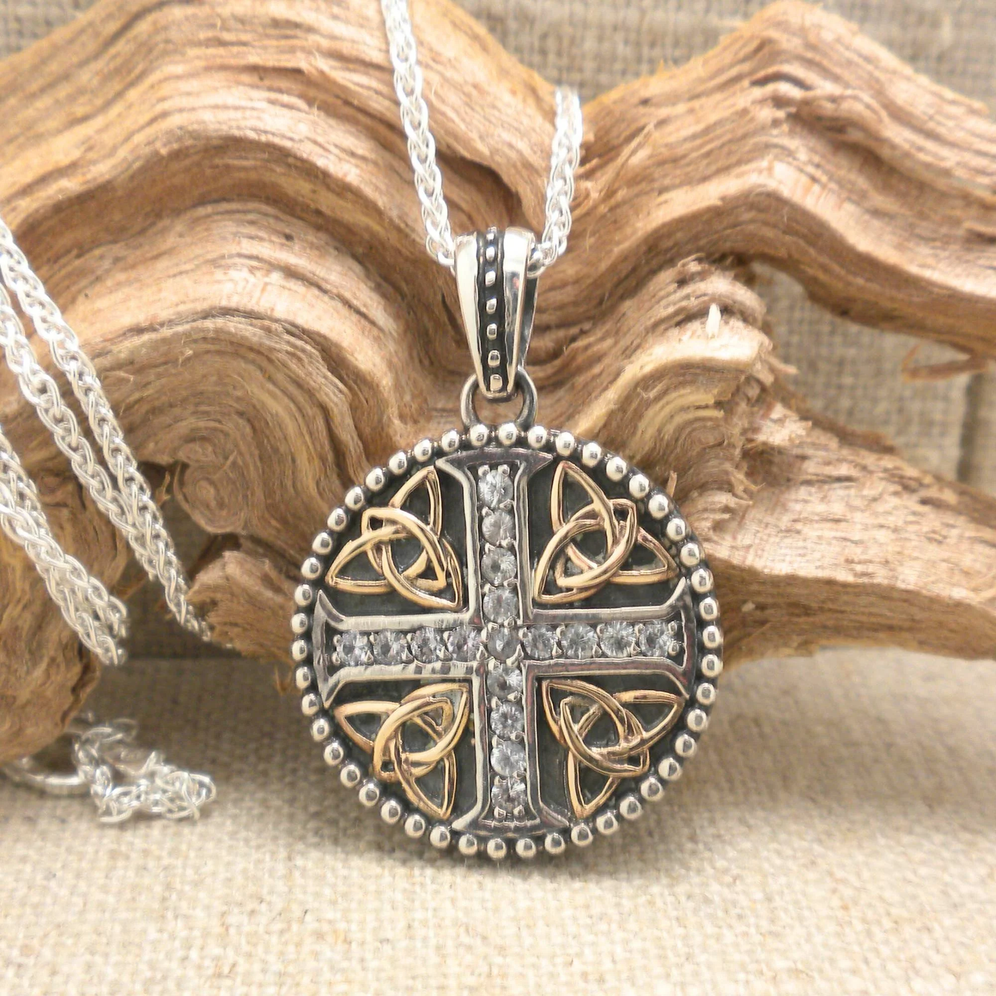 Trinity Knots &amp; White Sapphire Cross
