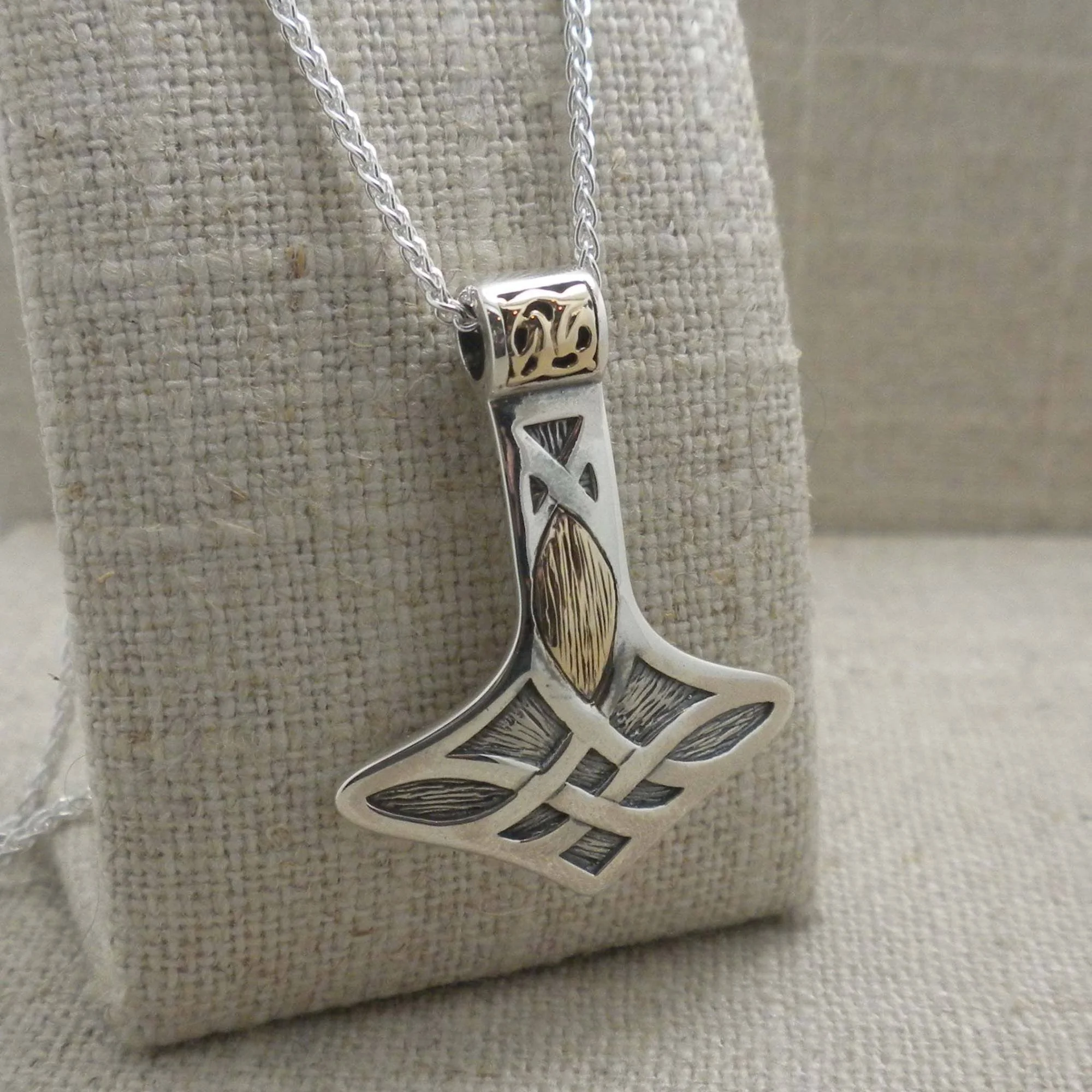Sterling Silver & 10K Thor's Hammer