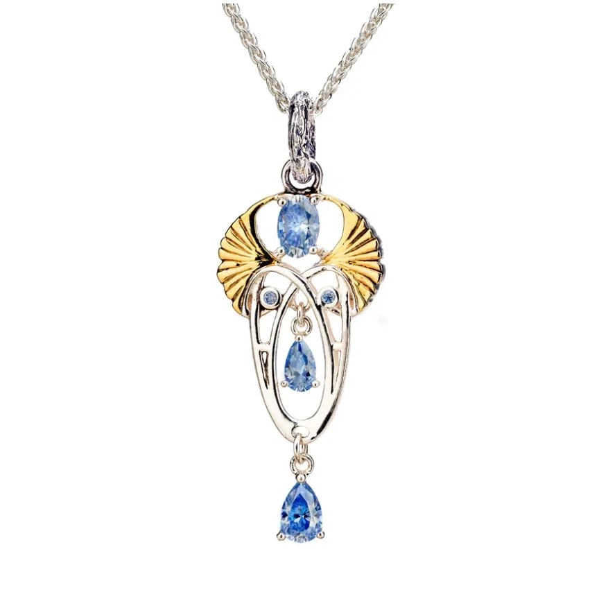 24k Vermeil over Silver with Light Blue Moissanite Alchemy Pendant