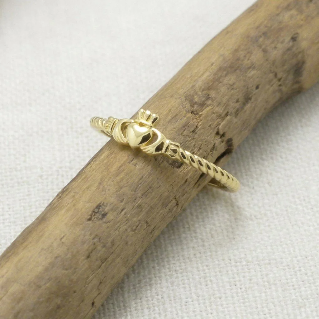 Narrow Vermeil Claddagh Ring made in Ireland by FADO