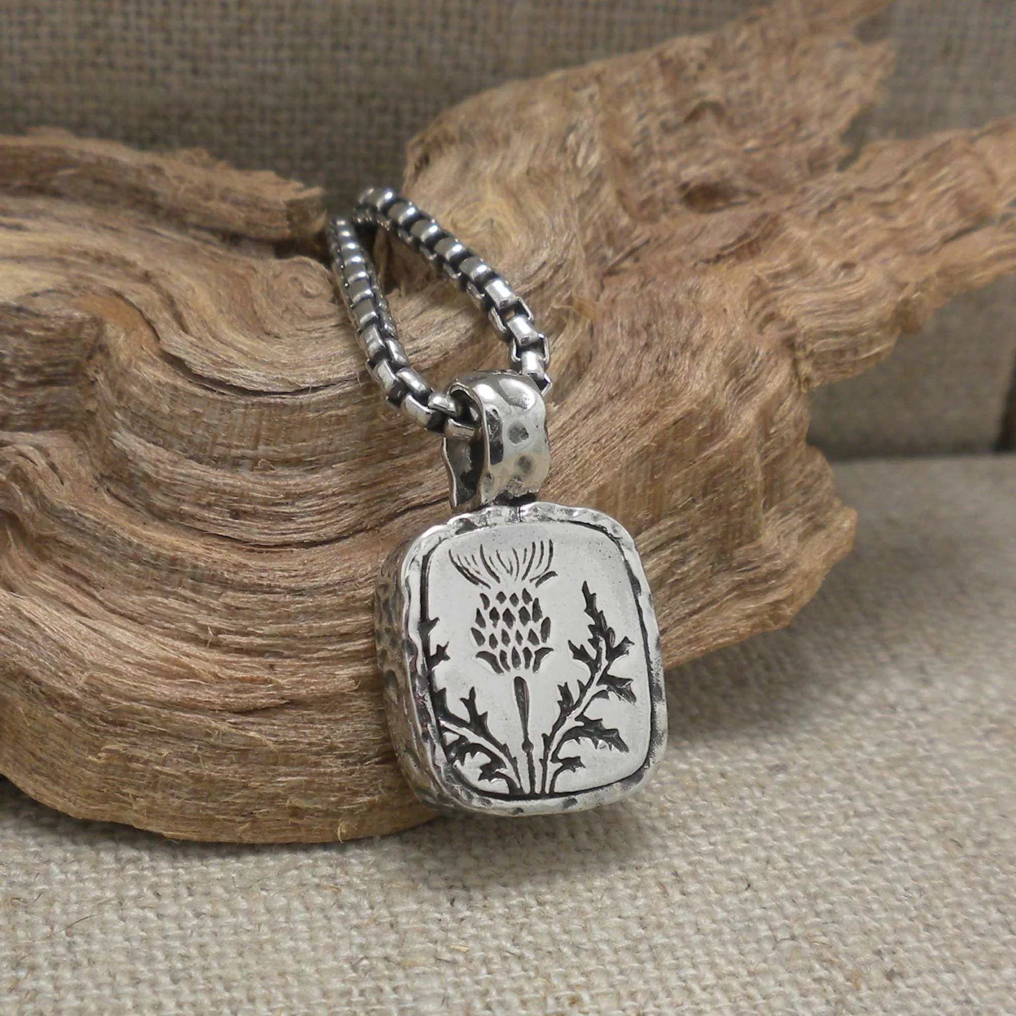 Small All Sterling Silver Thistle Pendant