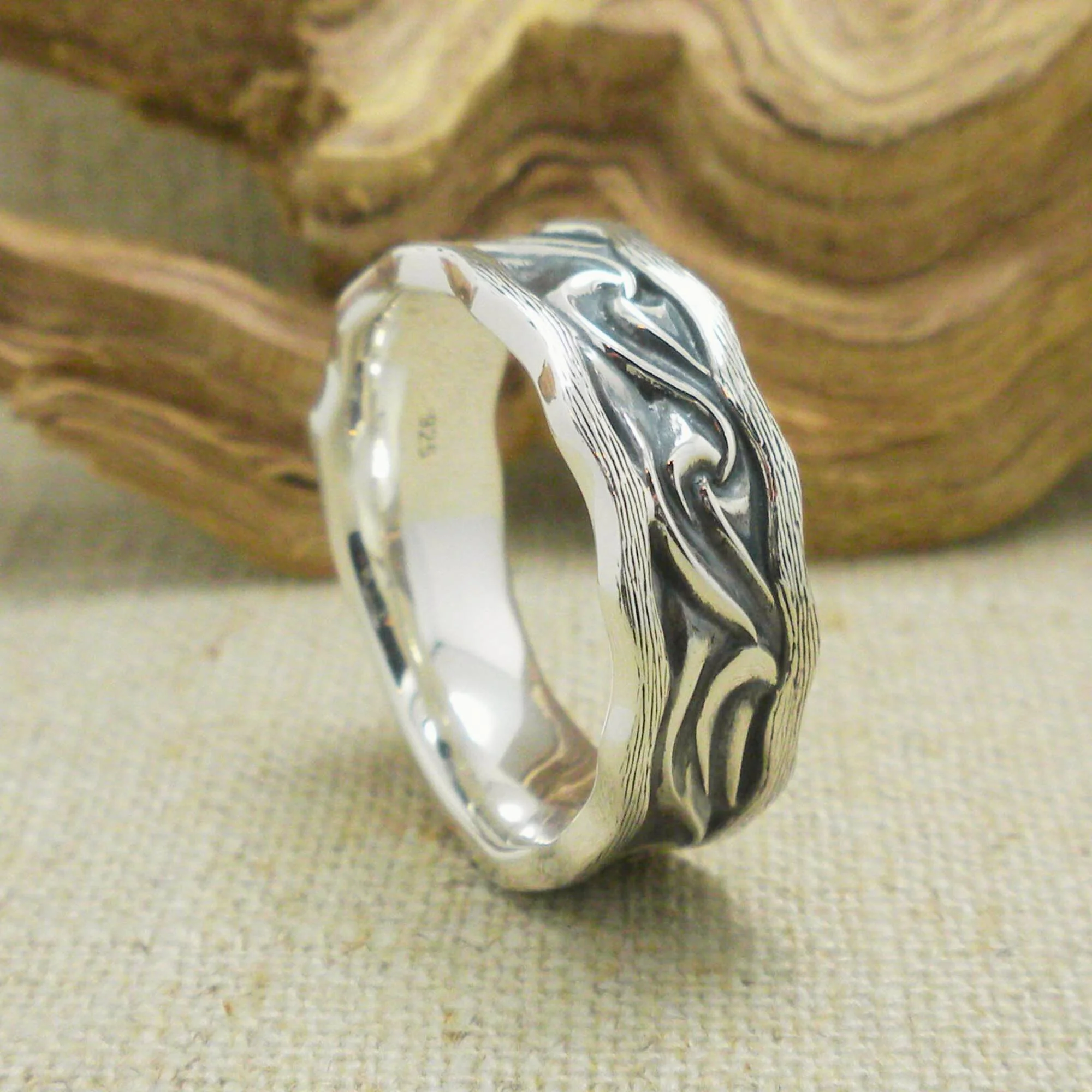 Sterling Silver Rocks 'N Rivers Wave Ring by Keith Jack
