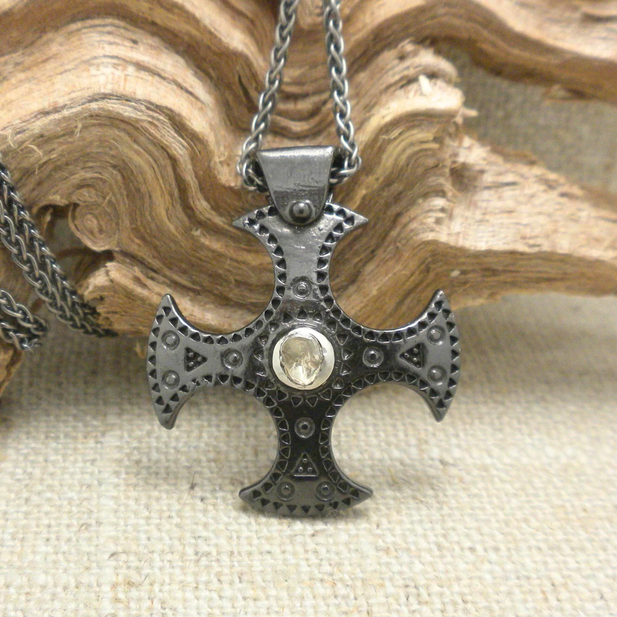 Raw Diamond Shield Cross by Keith Jack Celtic Trinity