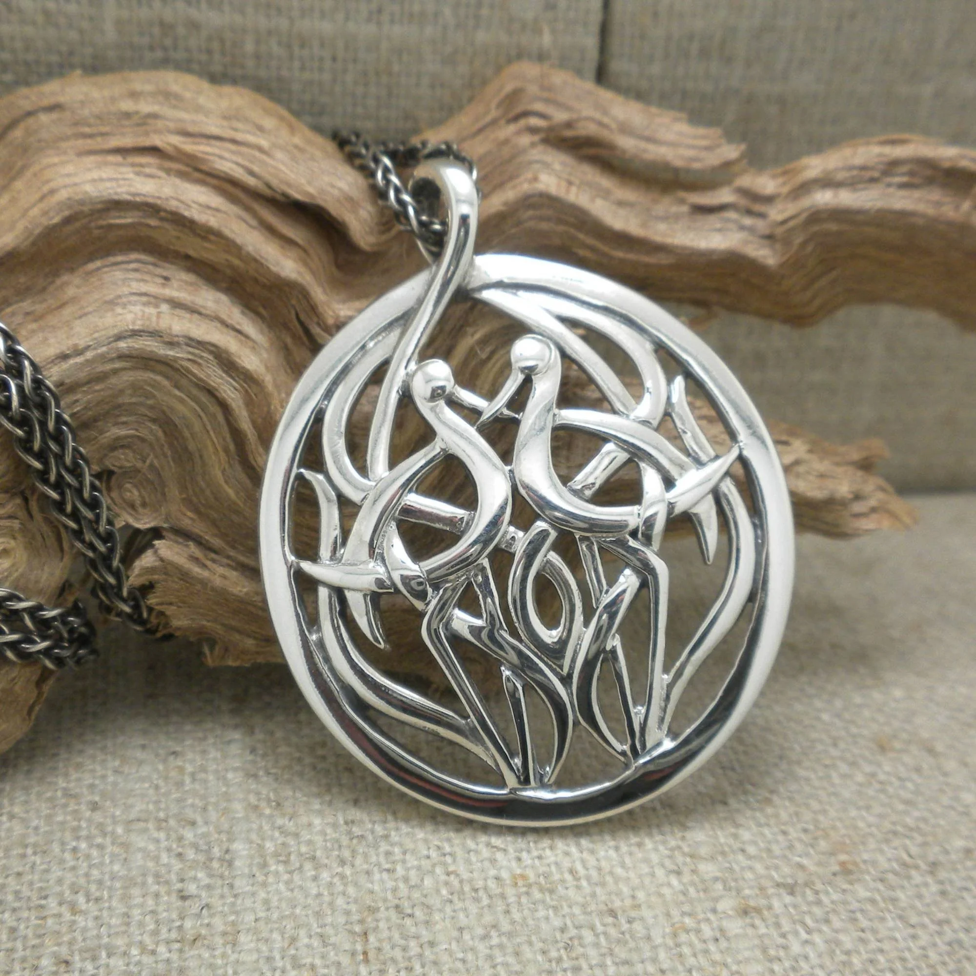 Sterling Silver Double Heron Pendant — Basil-Ltd: Irish Celtic