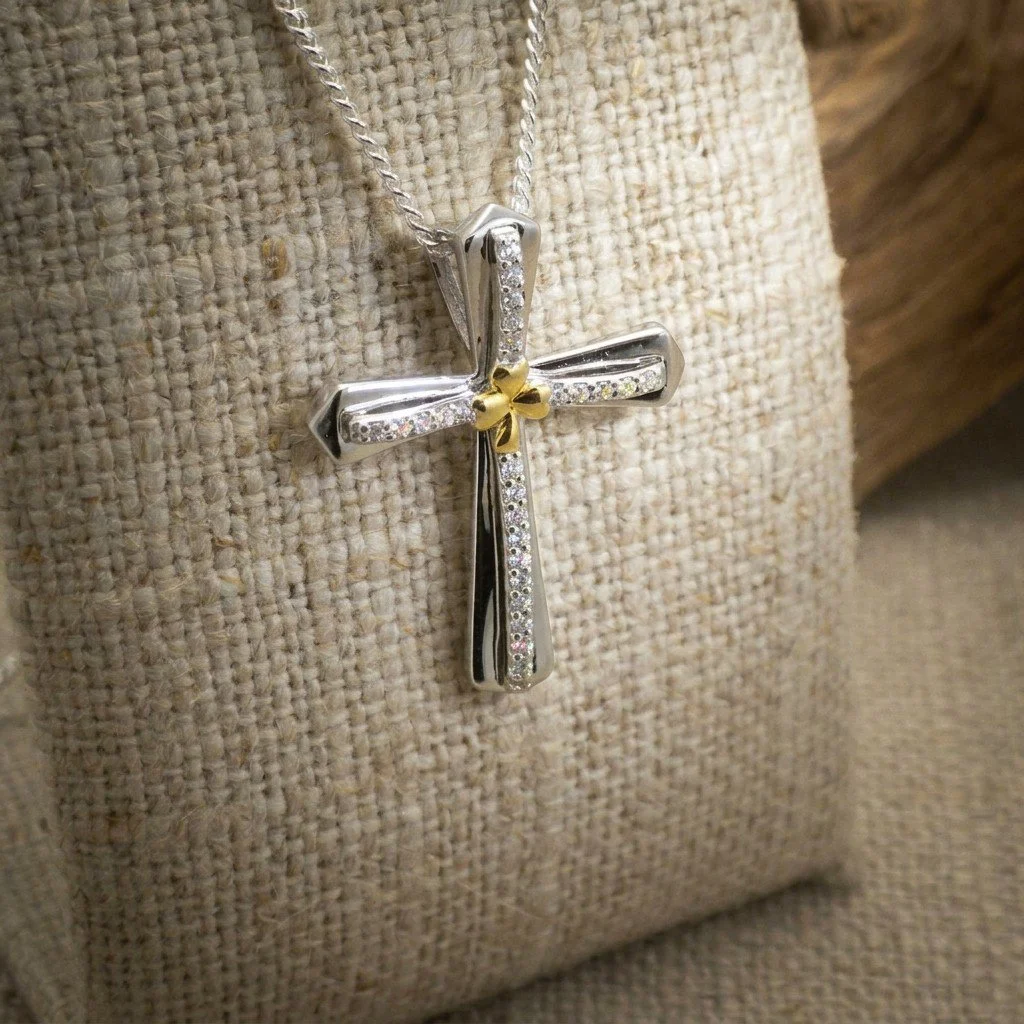 Sterling Silver Irish Shamrock Pendant with CZs