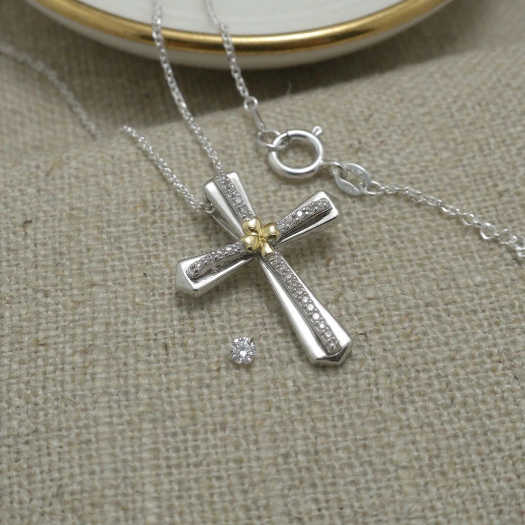 Sterling Silver Irish Shamrock Pendant with CZs