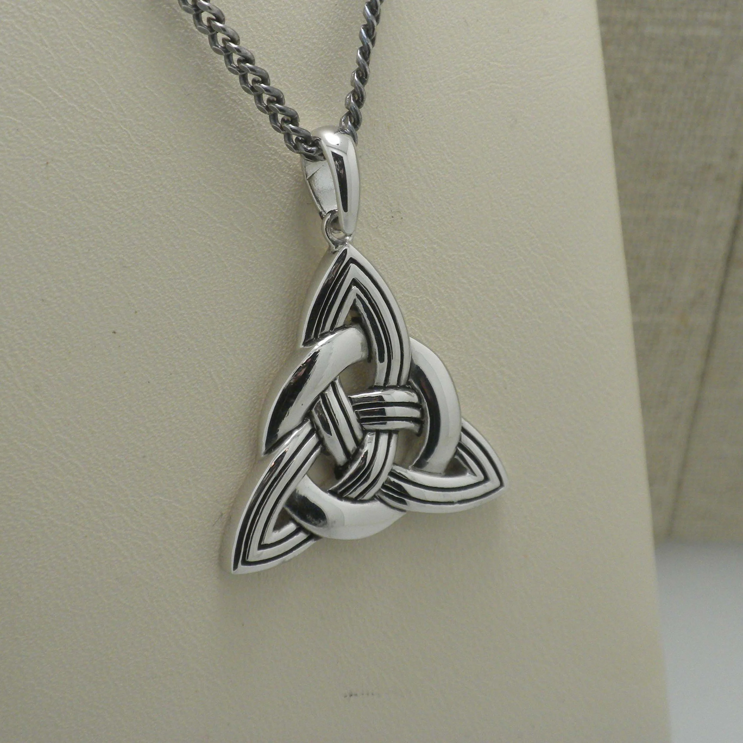 Sterling Silver Heavy Trinity Knot Pendant by Solvar