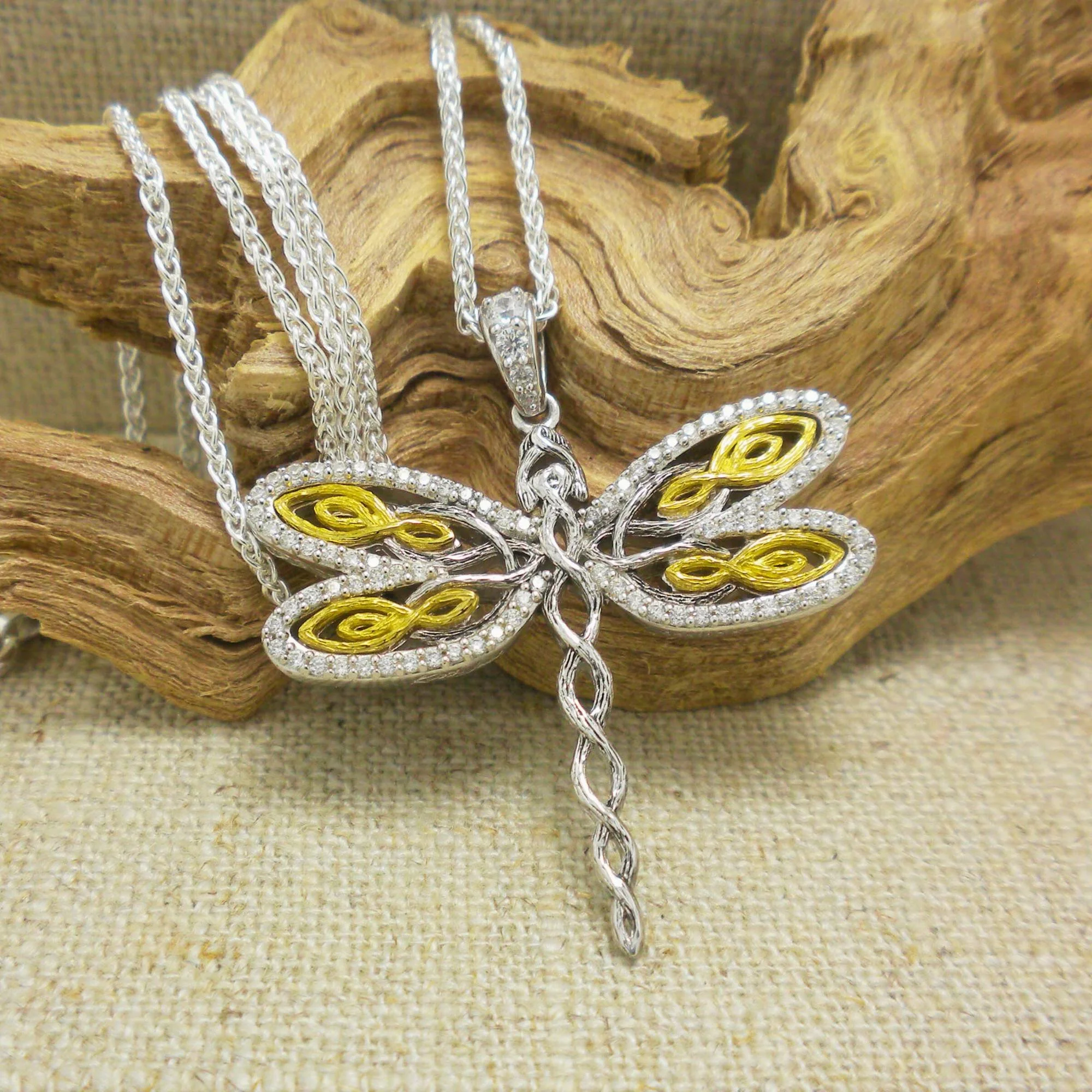 Celtic Dragonfly with 10K Yellow Gold Pendant