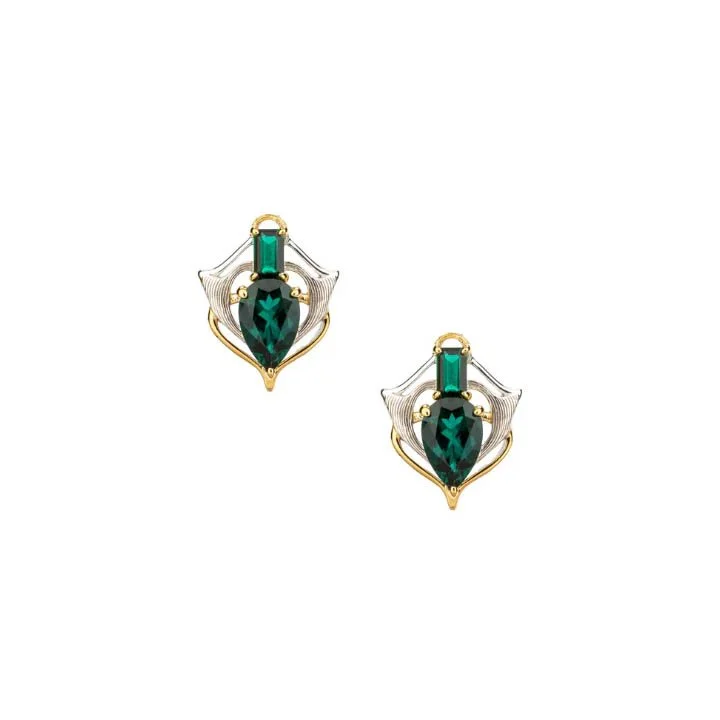 Sterling Silver & 18K Vermeil Alchemy Thistle Earrings with Lab Emeralds
