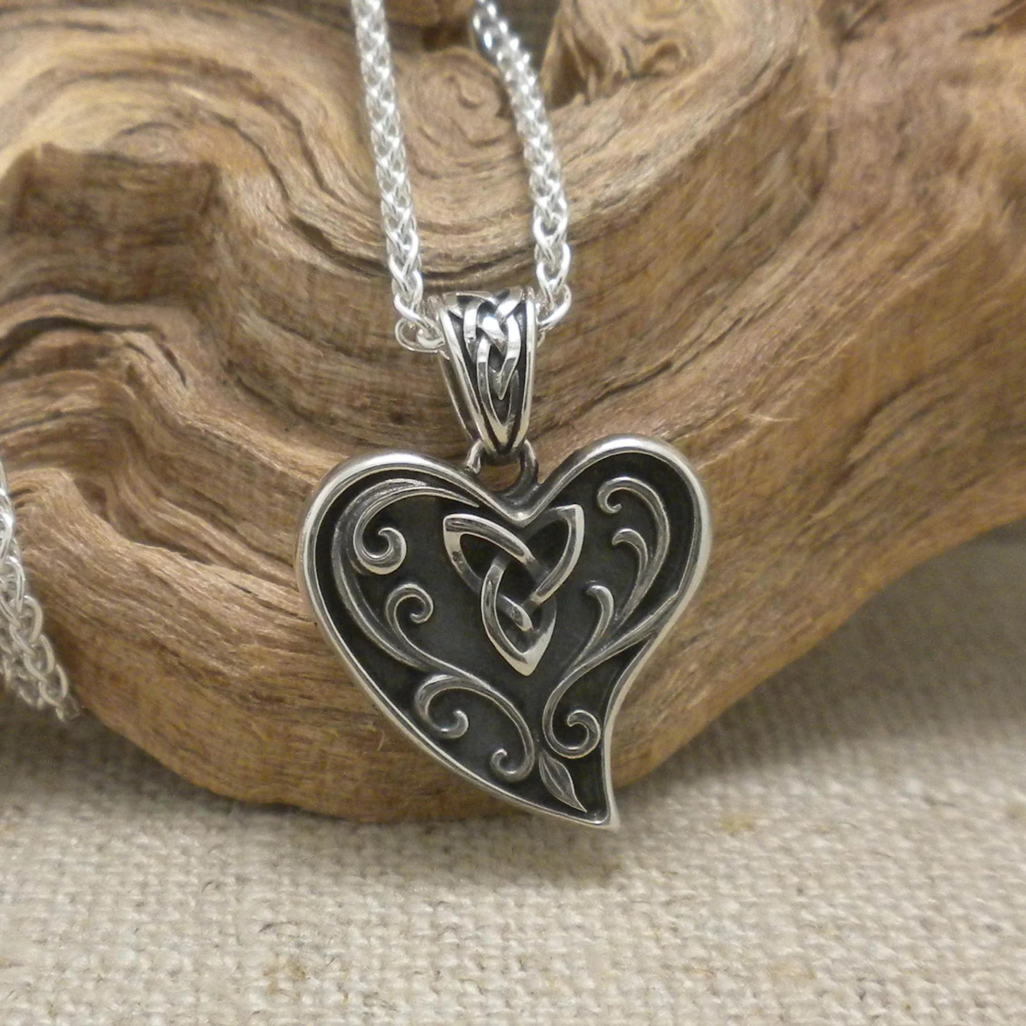 Celtic Heart Pendant in Sterling Silver Heartline