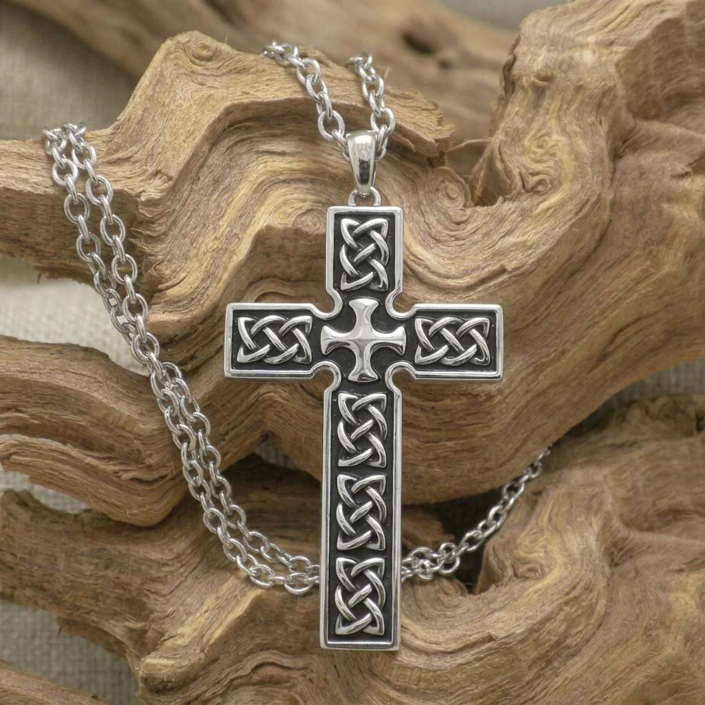 Sterling Silver Large Irish Celtic Knot Cross
