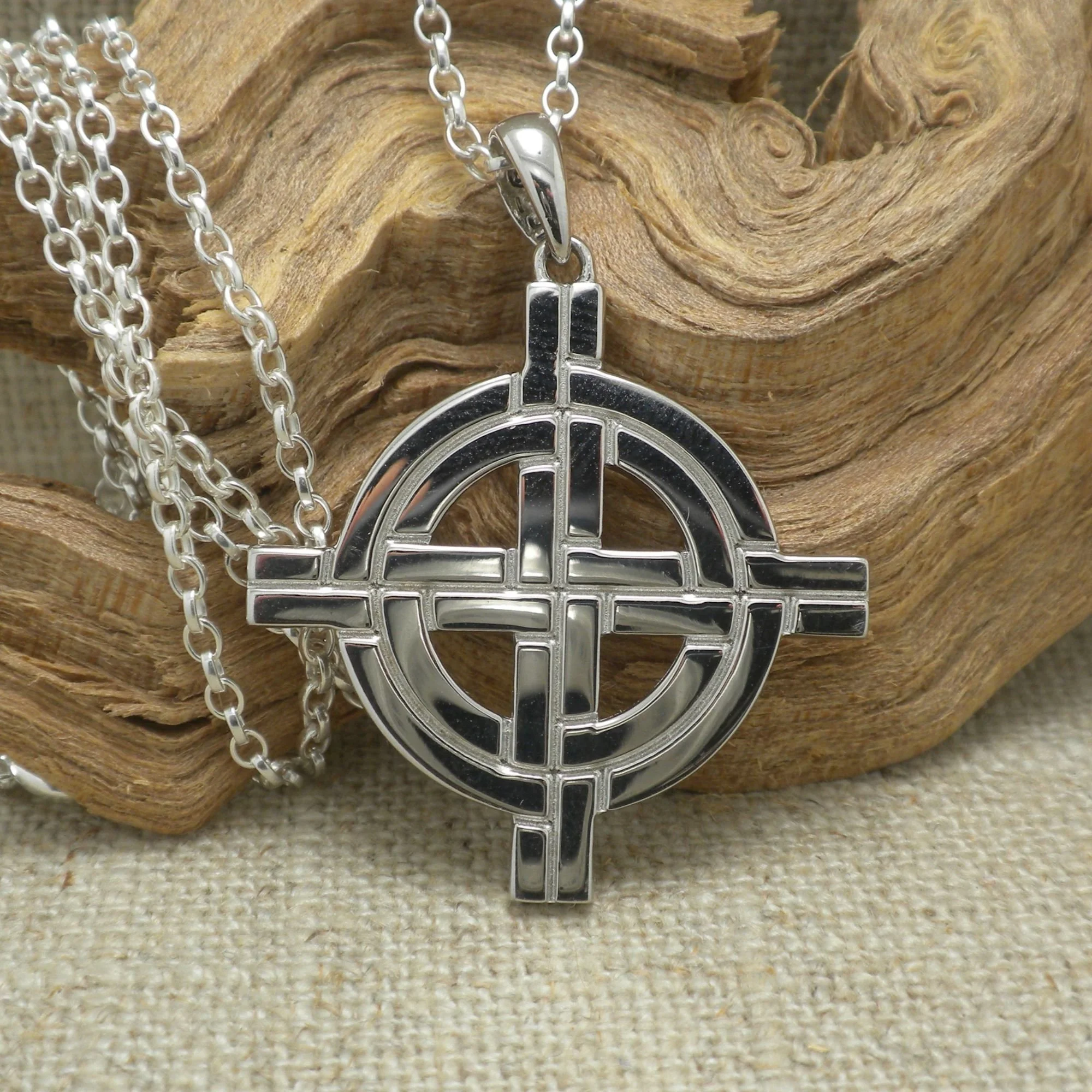 Large Sterling Silver Old St. Pat's Chicago Wheel Cross