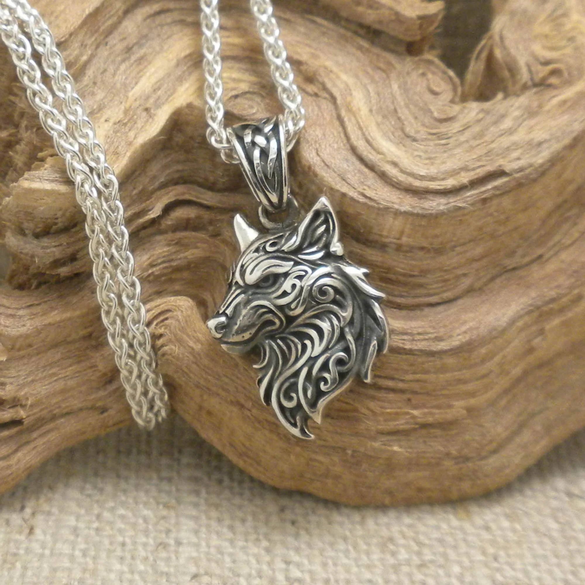 Celtic Wolf Pendant in Sterling Silver Heartline