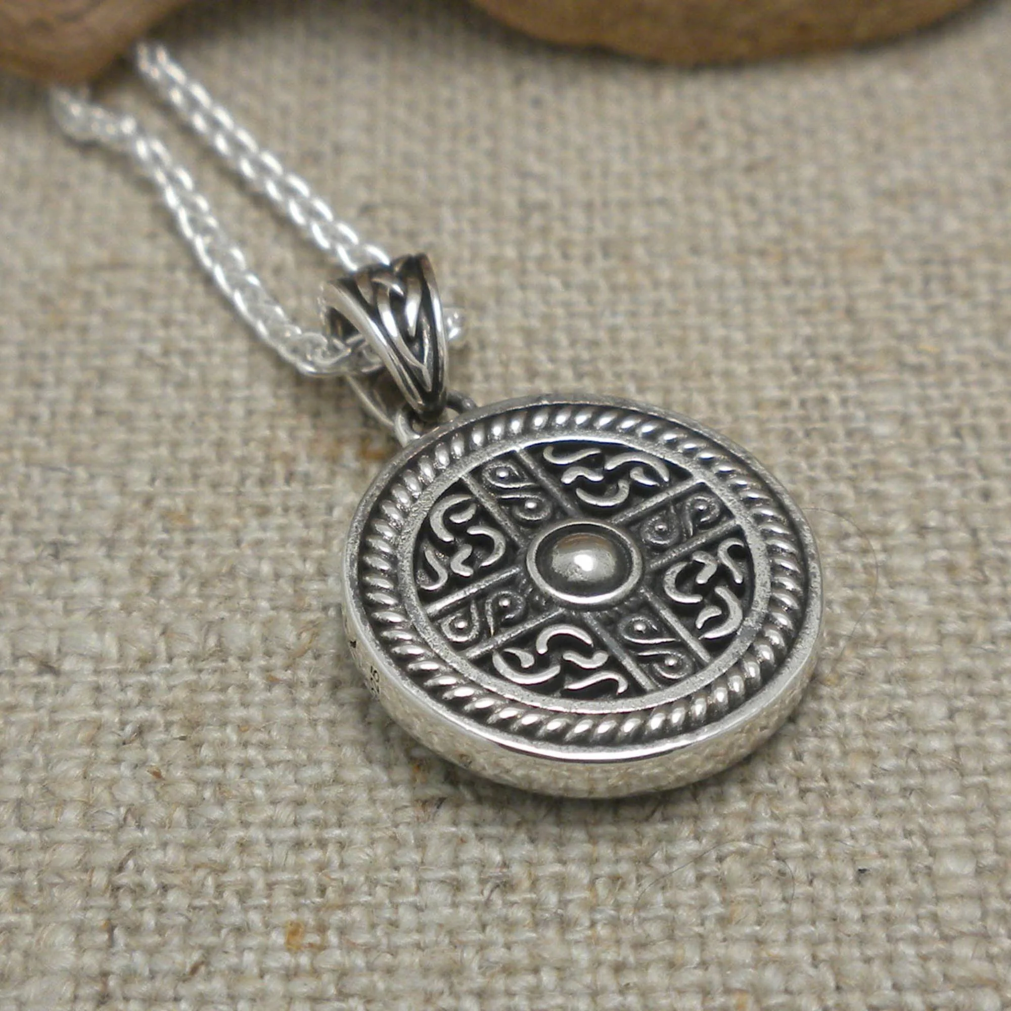Viking Shield Cross Pendant in Sterling Silver Heartline