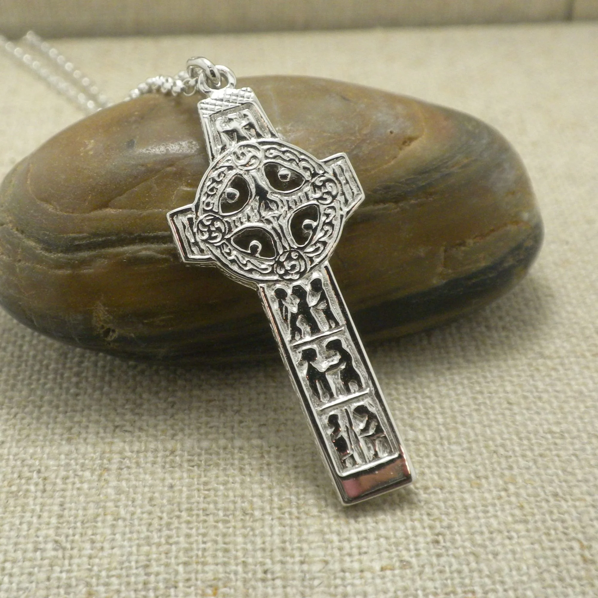 Double Sided Sterling Silver Cross of Scriptures Irish Made