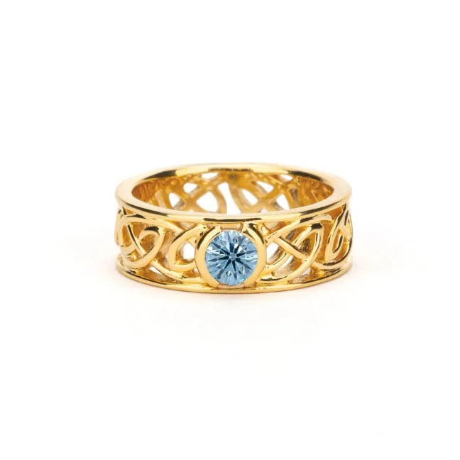 Sandblasted Vermeil over Silver and Light Blue Moissanite Window to the Soul Ring