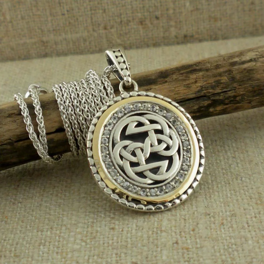 Lewis Knot with White Sapphires Pendant