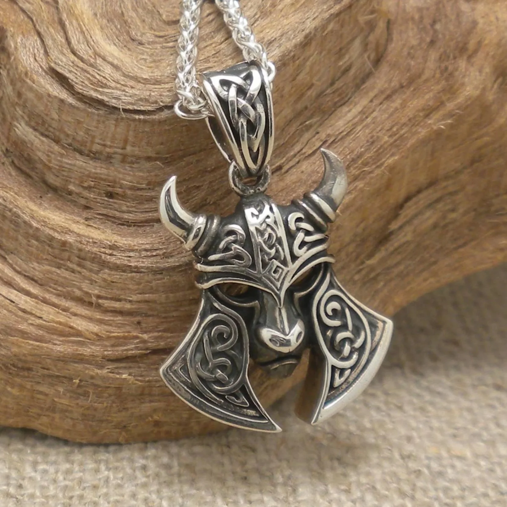 Celtic Viking Helmet Pendant in Sterling Silver Heartline