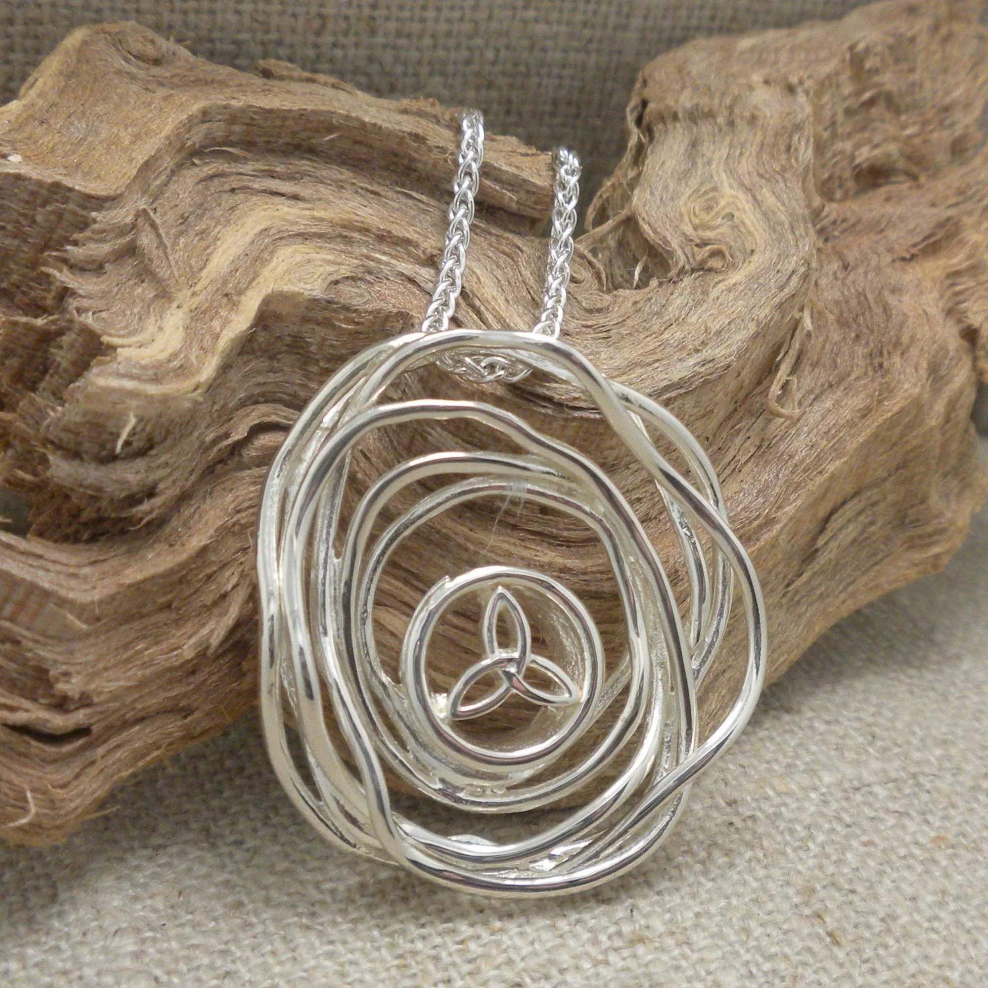 Sterling Silver Cradle of Life Pendant with Trinity Knot