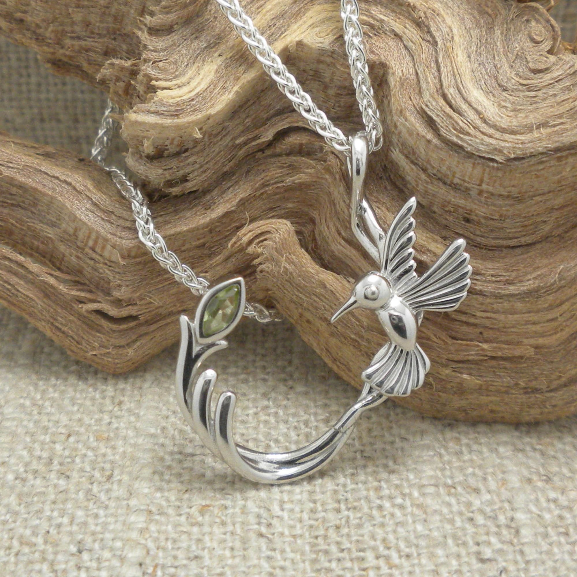 Single Hummingbird Pendant with Peridot