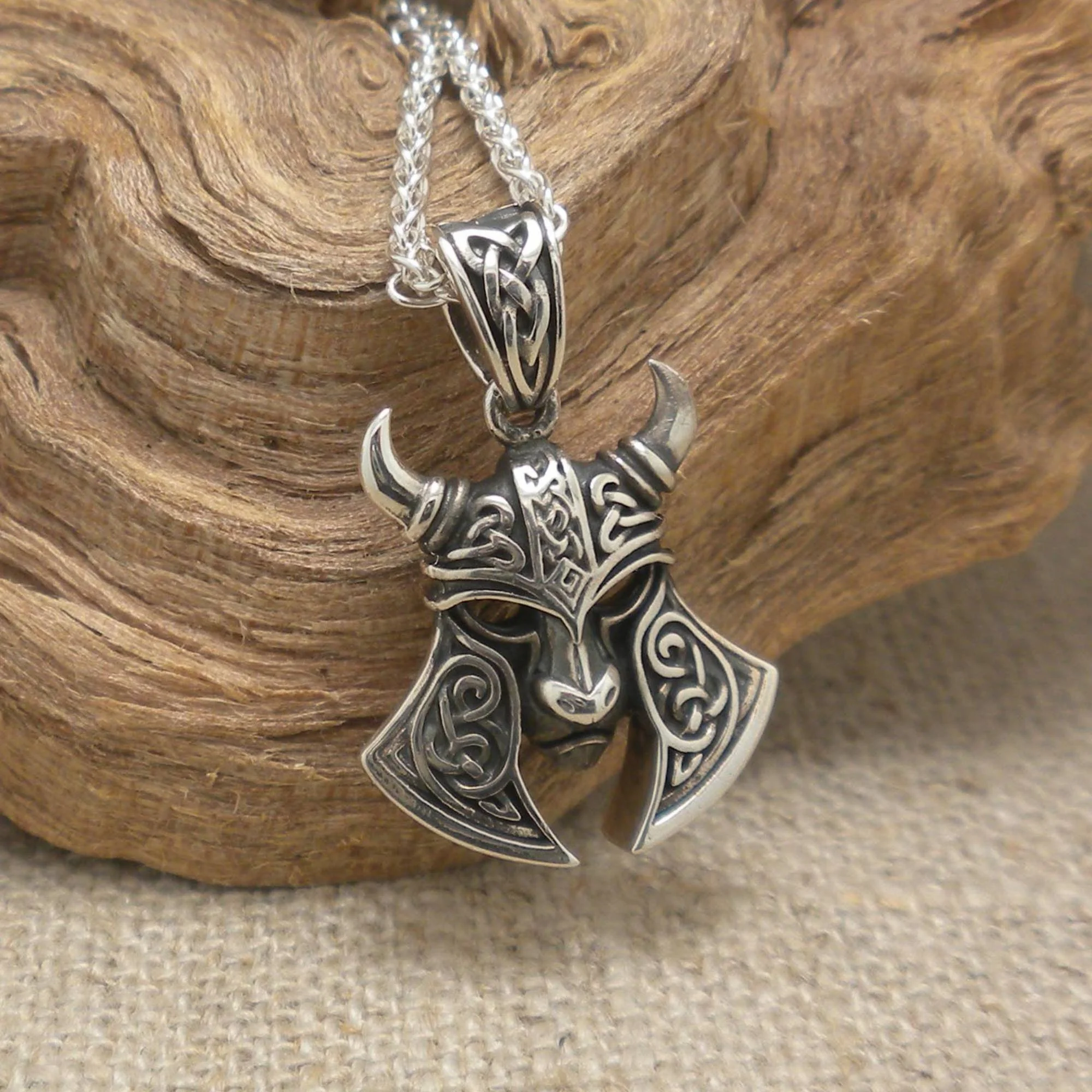 Viking Helmet Pendant with Celtic Bail