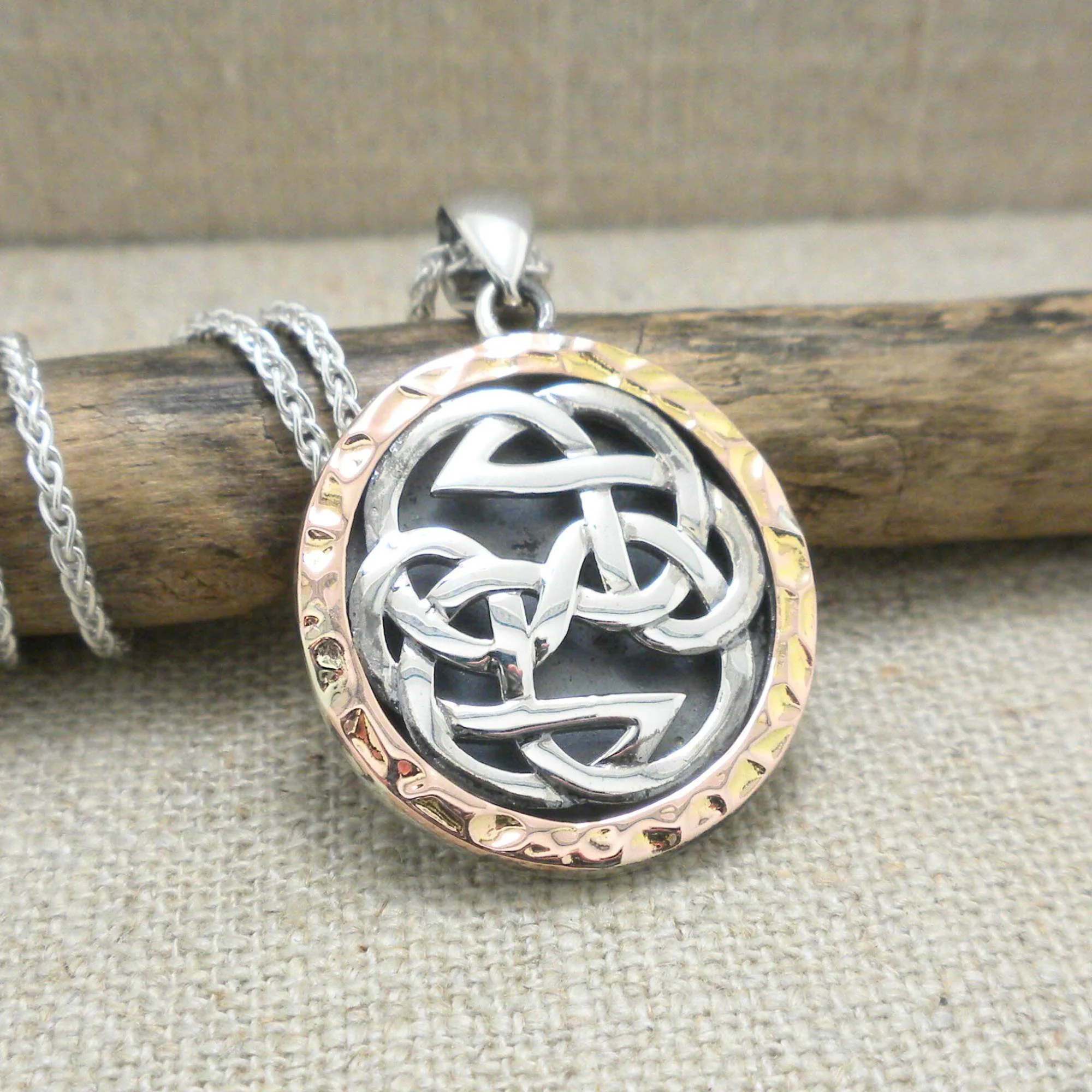 Sterling Silver & Rose Lewis Knot Pendant by Keith Jack