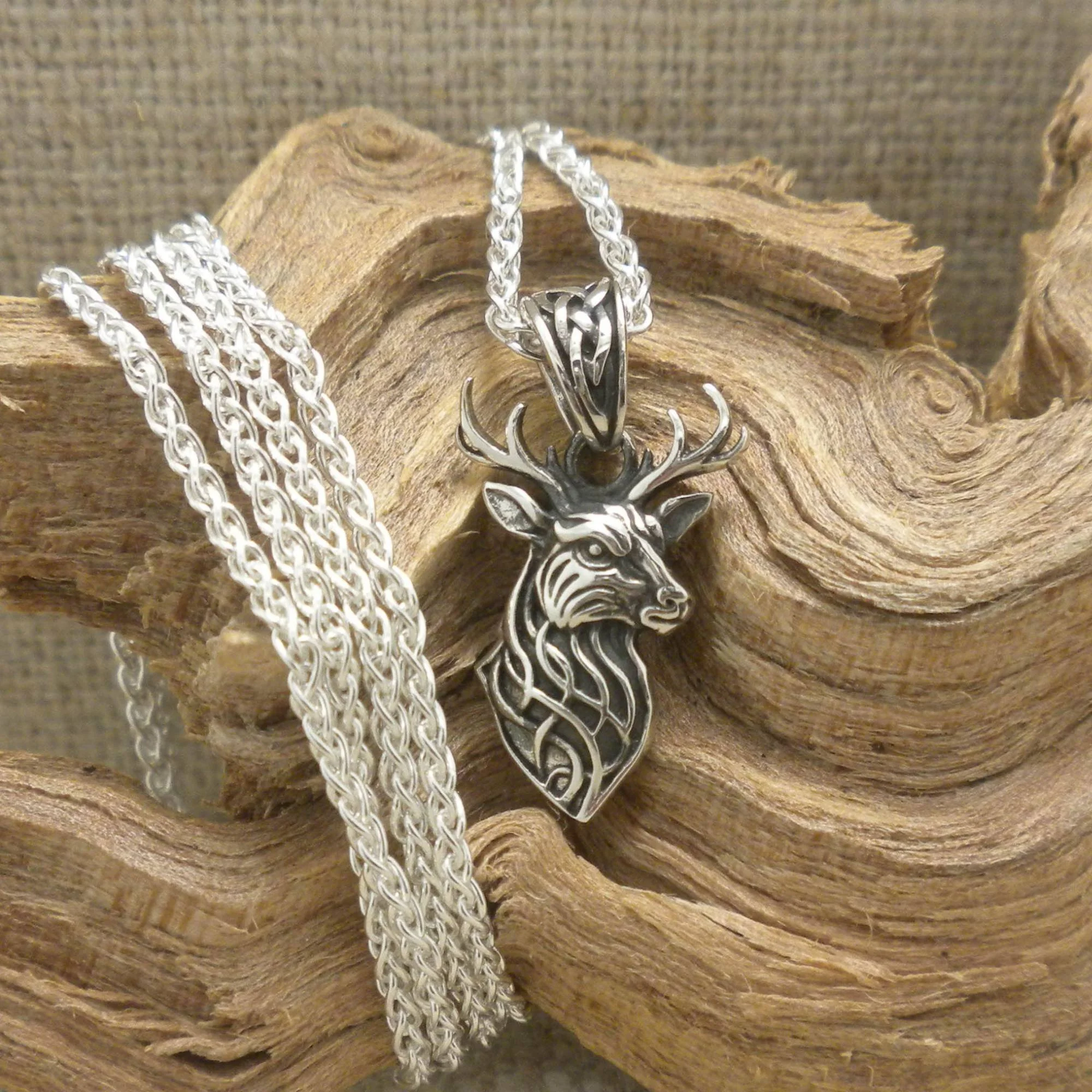 Celtic Stag Pendant in Sterling Silver Heartline by Keith Jack