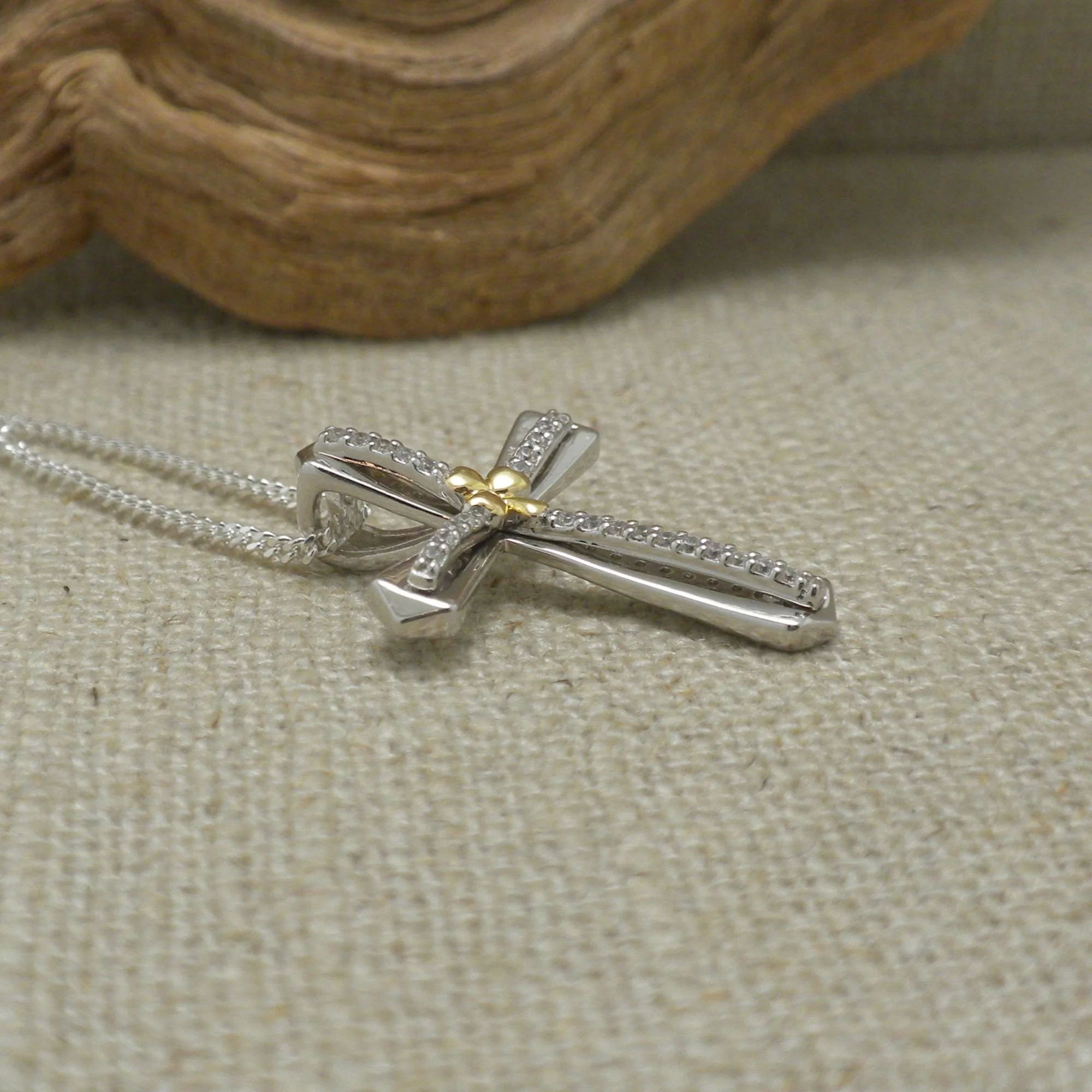 Sterling Silver Irish Shamrock Pendant with CZs by FADO