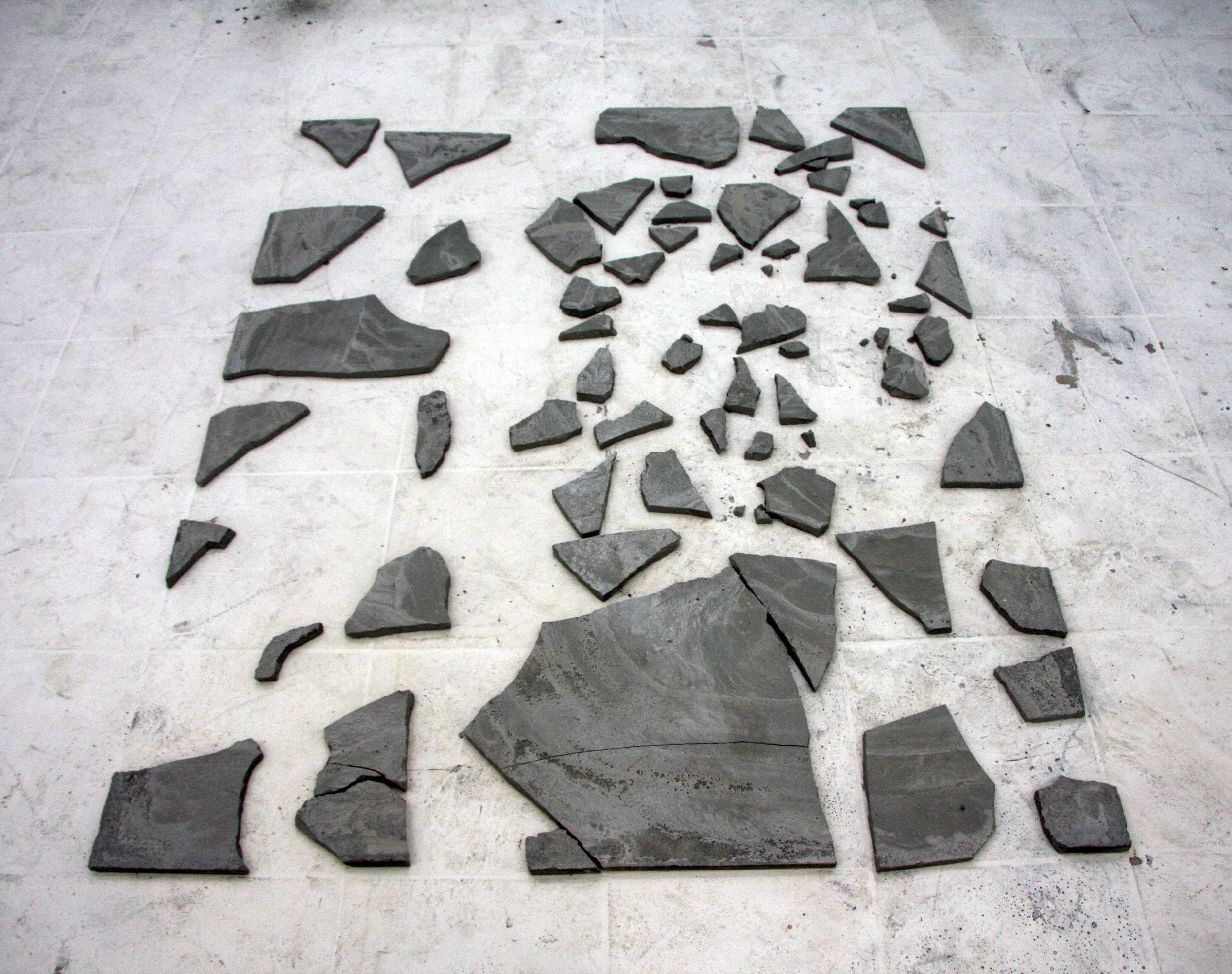 "Force of nature" Variable sizes, concrete, metal wire, ,metal rods, motor, hammer, video screening, 2011 