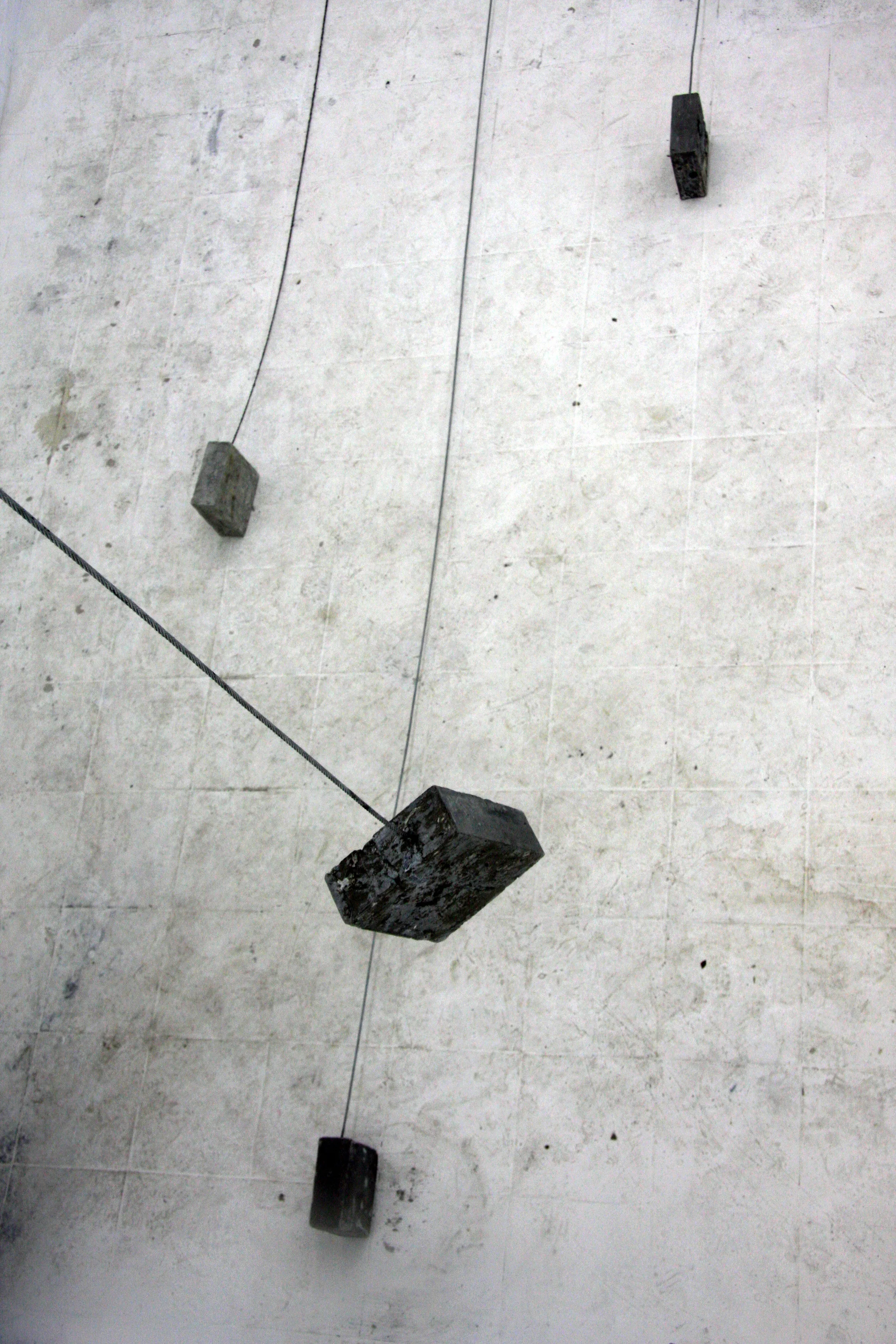 "Force of nature" Variable sizes, concrete, metal wire, ,metal rods, motor, hammer, video screening, 2011 