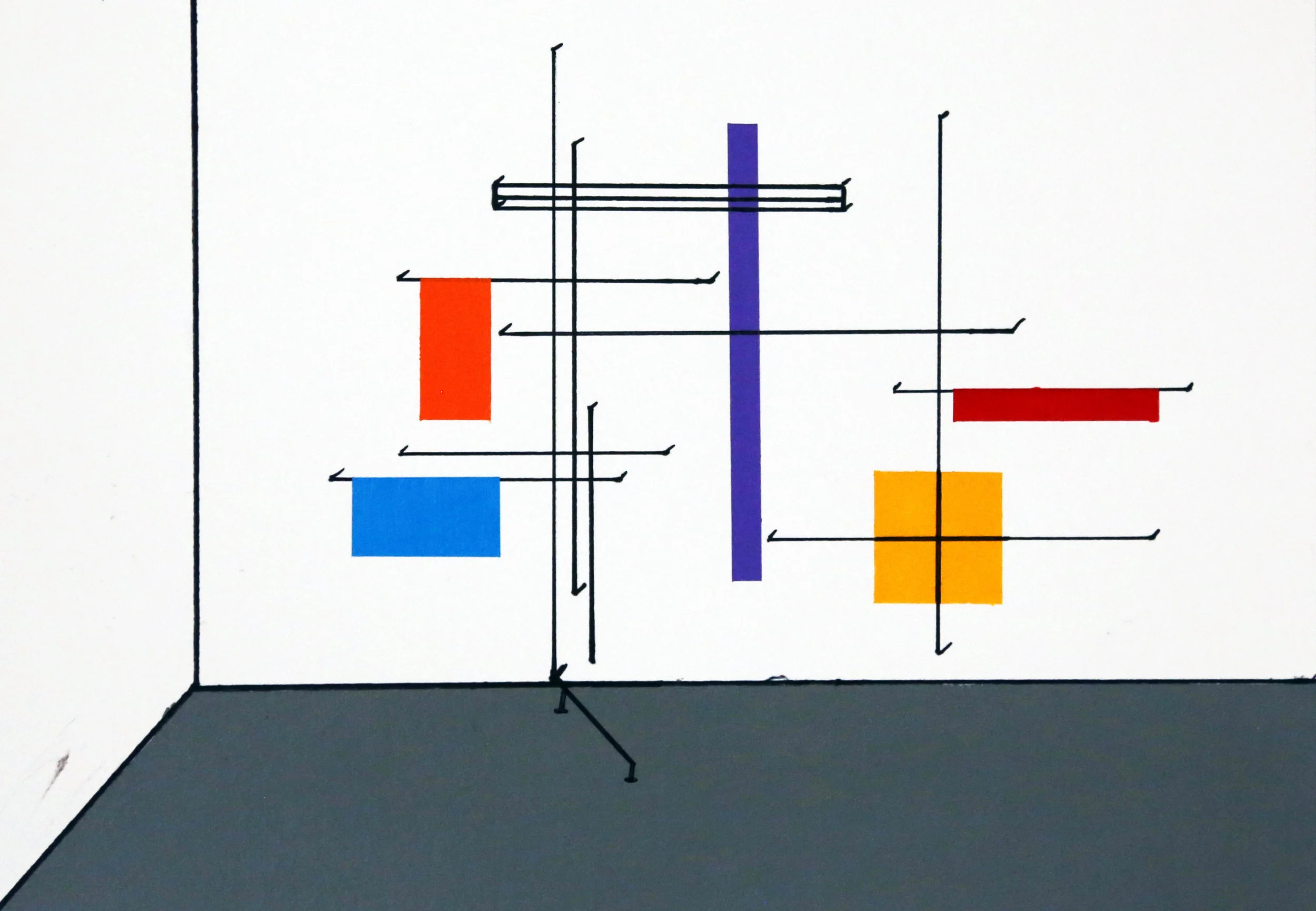 "Untitled" 12x16 in, Acrylic and Marker on paper, 2017