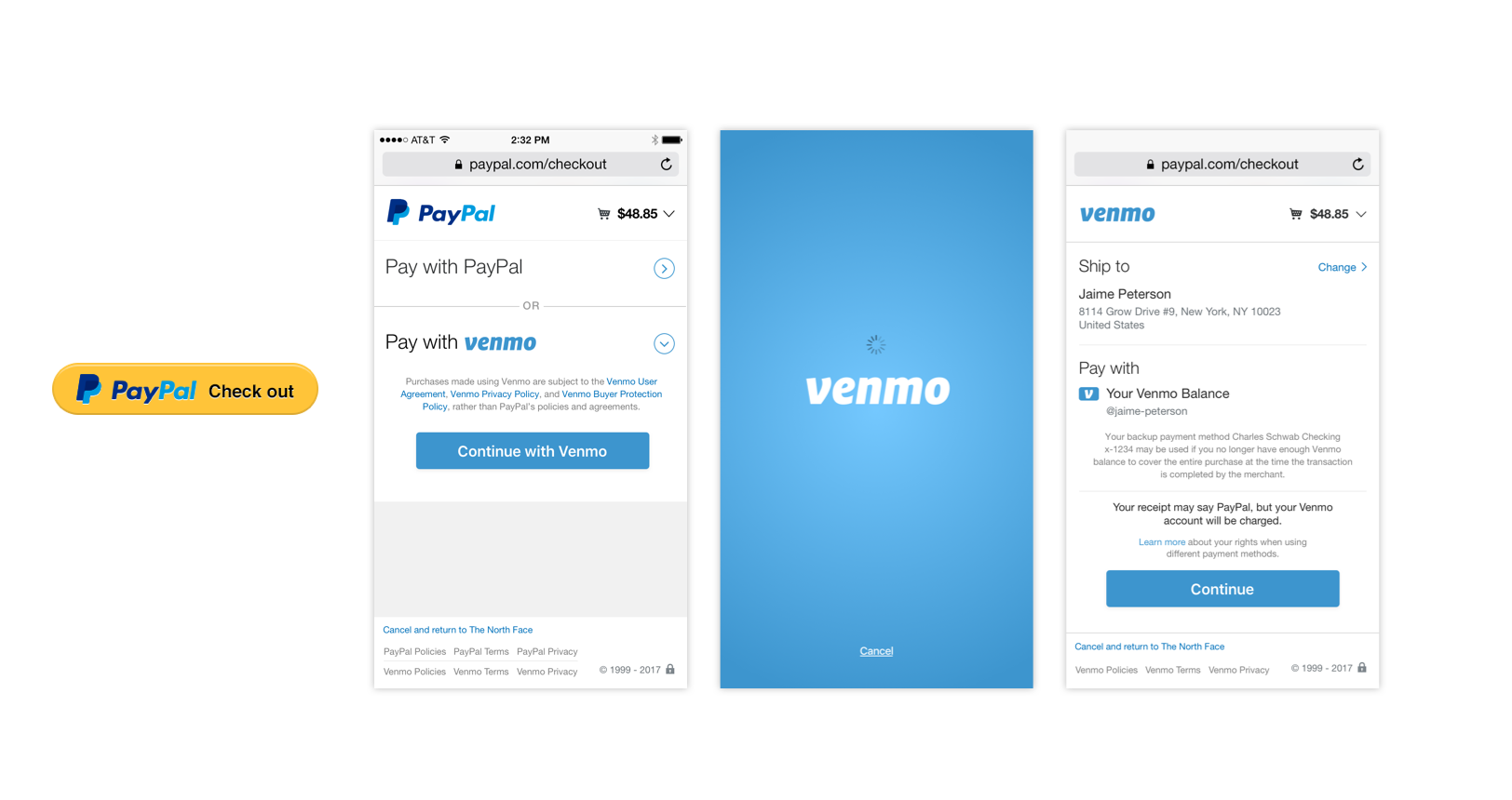 PayPal checkout with Venmo option ⤴