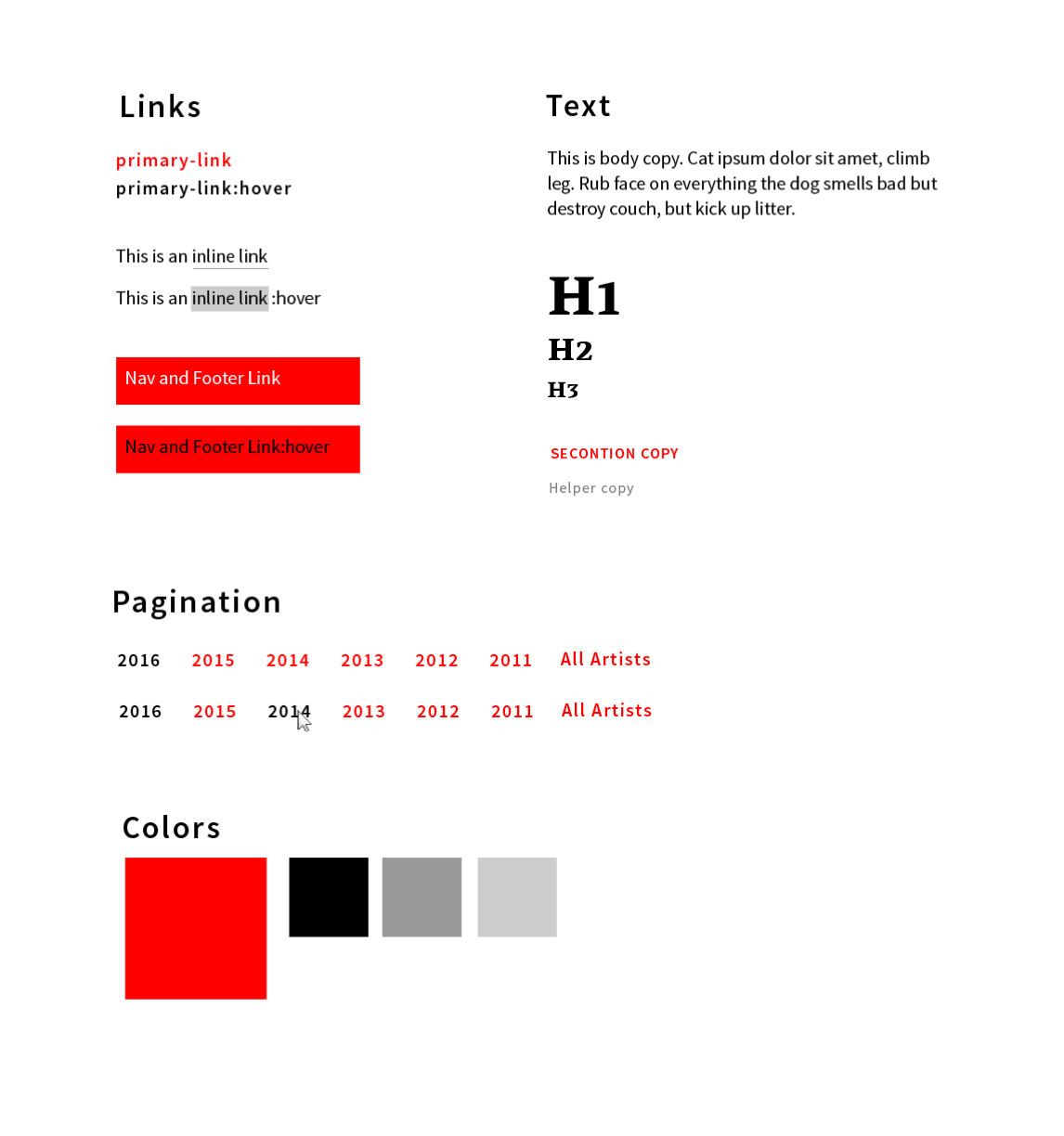 This was the digital style guide we are using to build the site