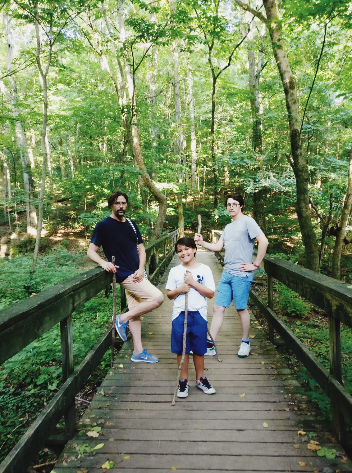 Boys and their sticks. Hiking Radnor Lake.
