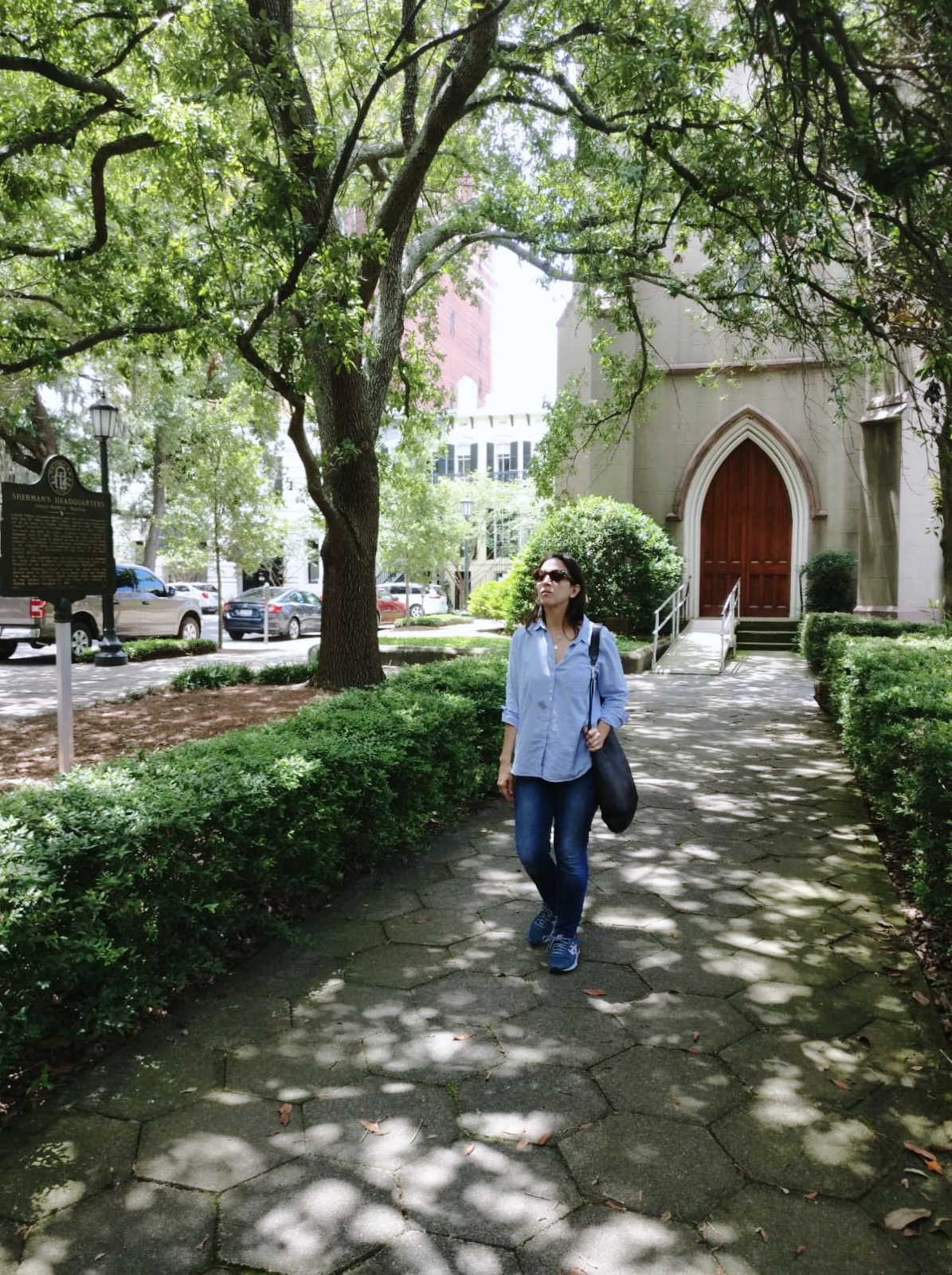 Cruising historic Savannah in a stained shirt because biscuits.