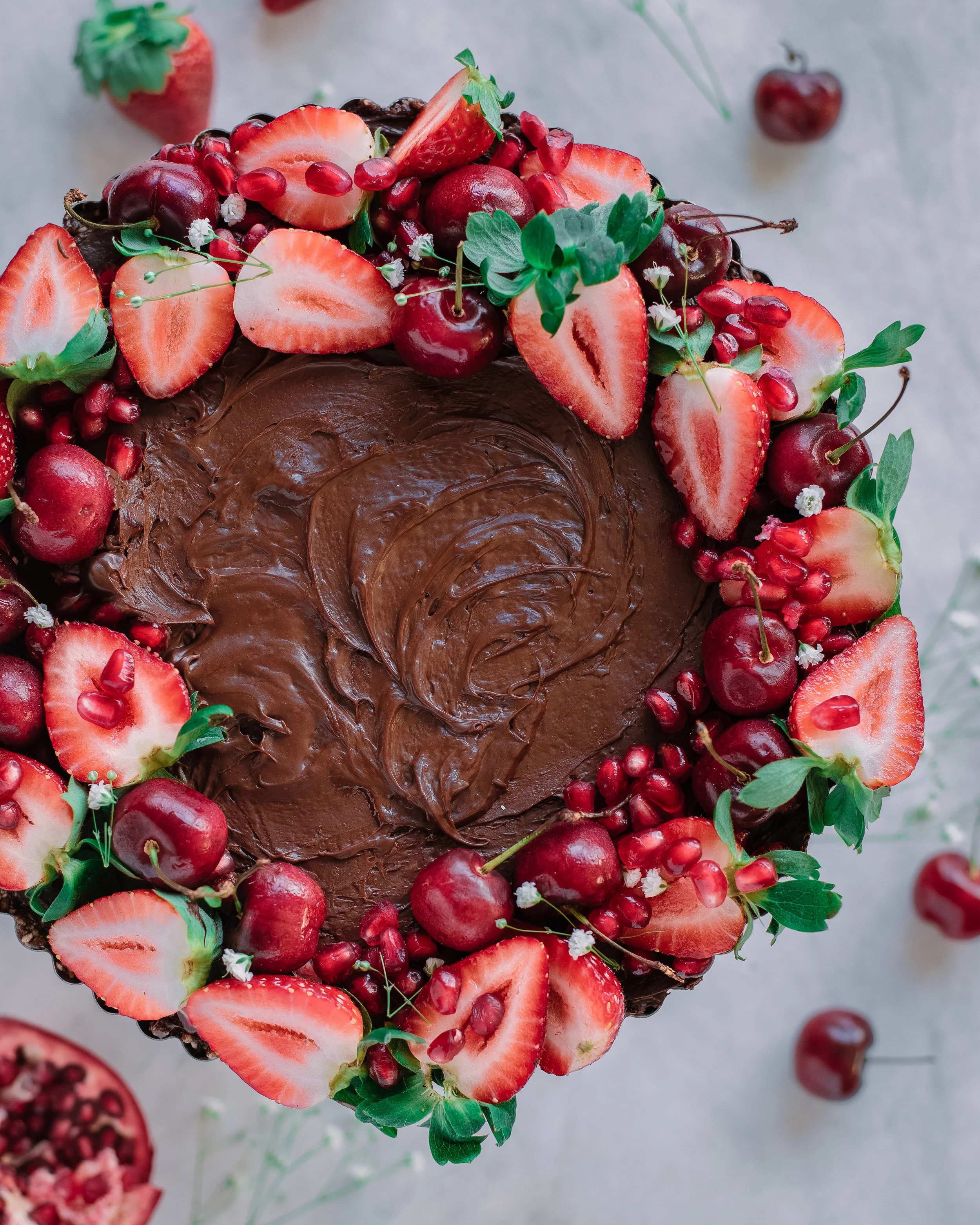 Vegan dark chocolate salted caramel tart